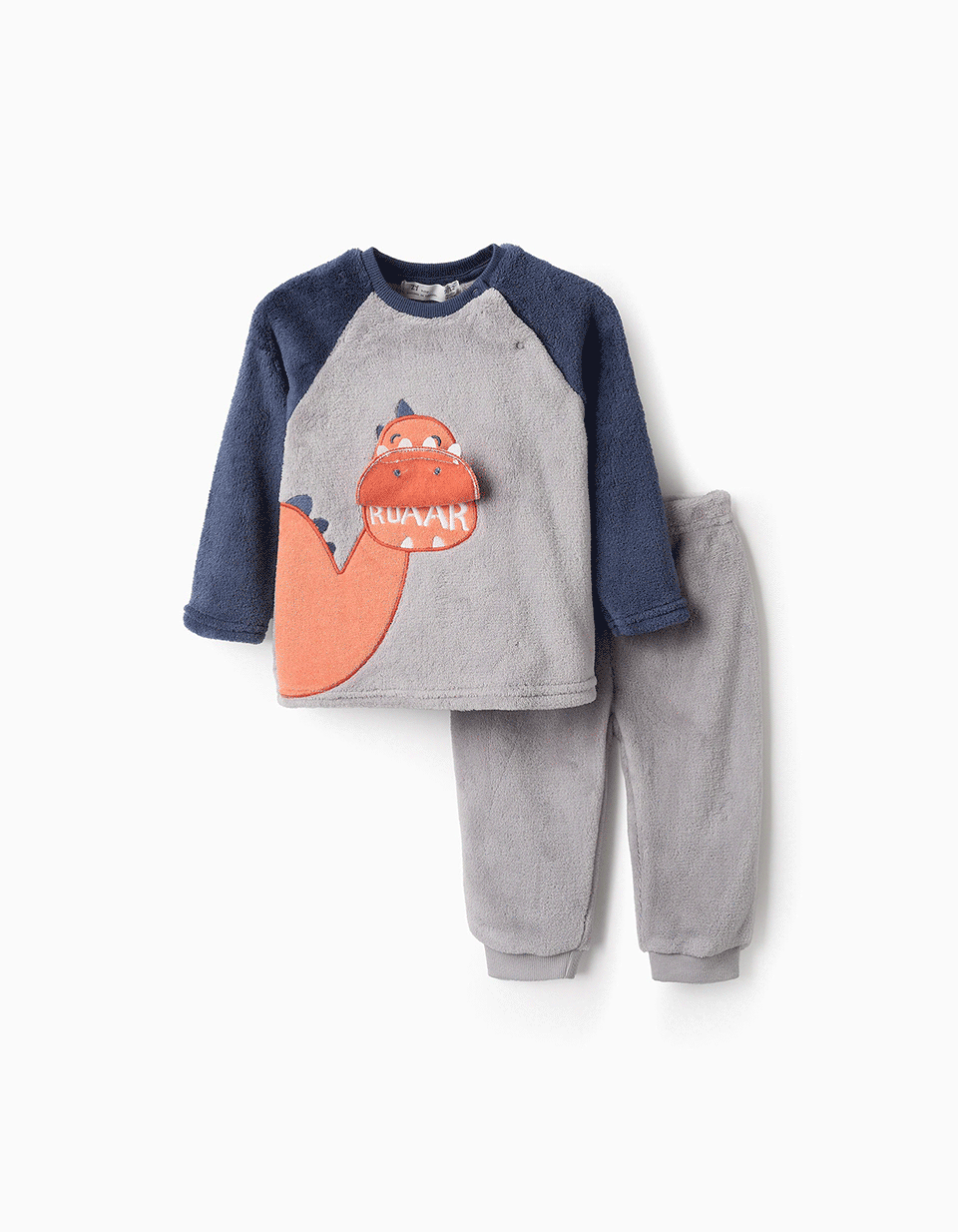 Pyjama En Velours Pour Bébé Garçon 'Dinosaure', Gris/Bleu – ZIPPY Pyjama En Velours Pour Bébé Garçon 'Dinosaure', Gris/Bleu – ZIPPY