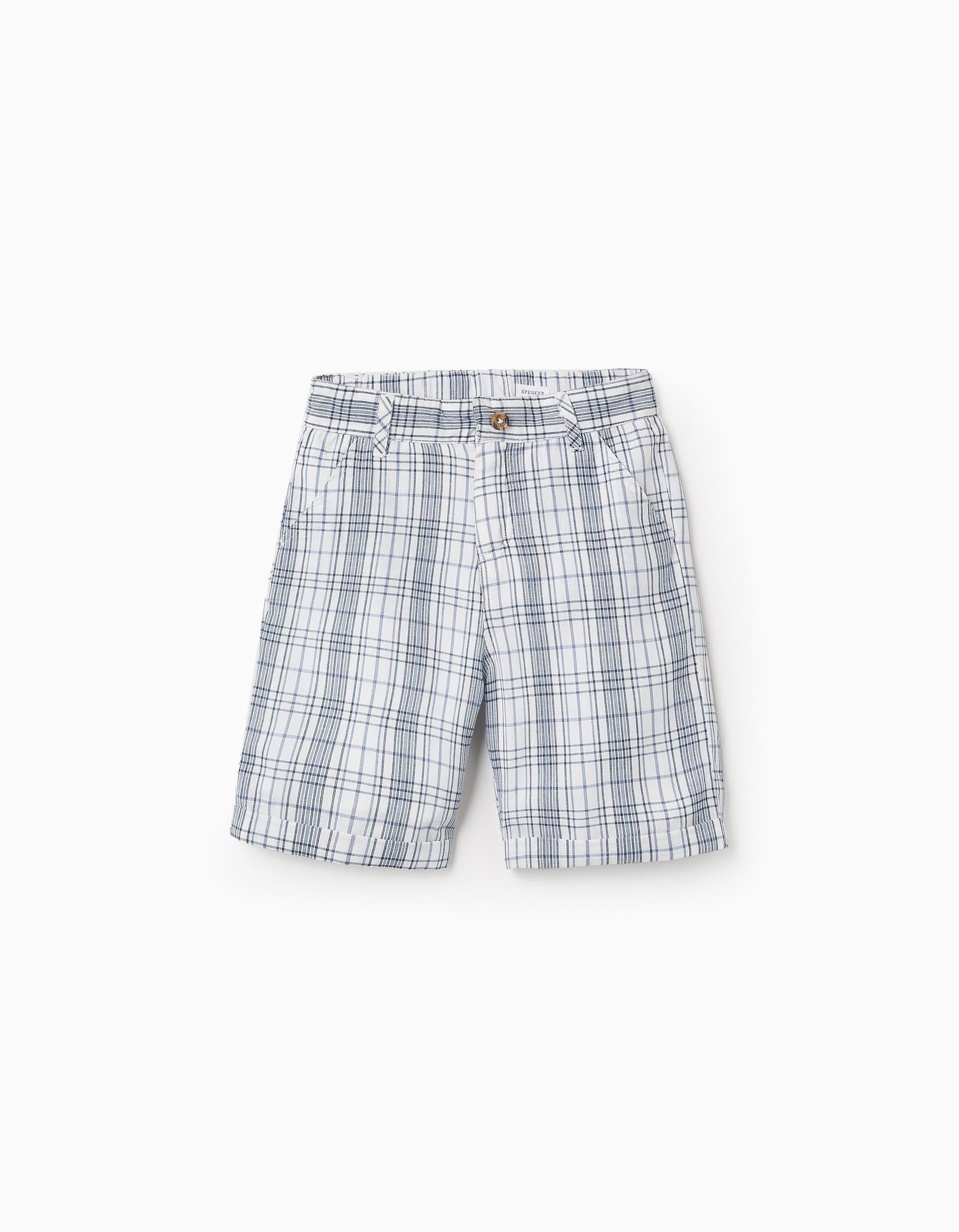 Checkered Shorts for Boys 'You Me', White/Blue – ZIPPY