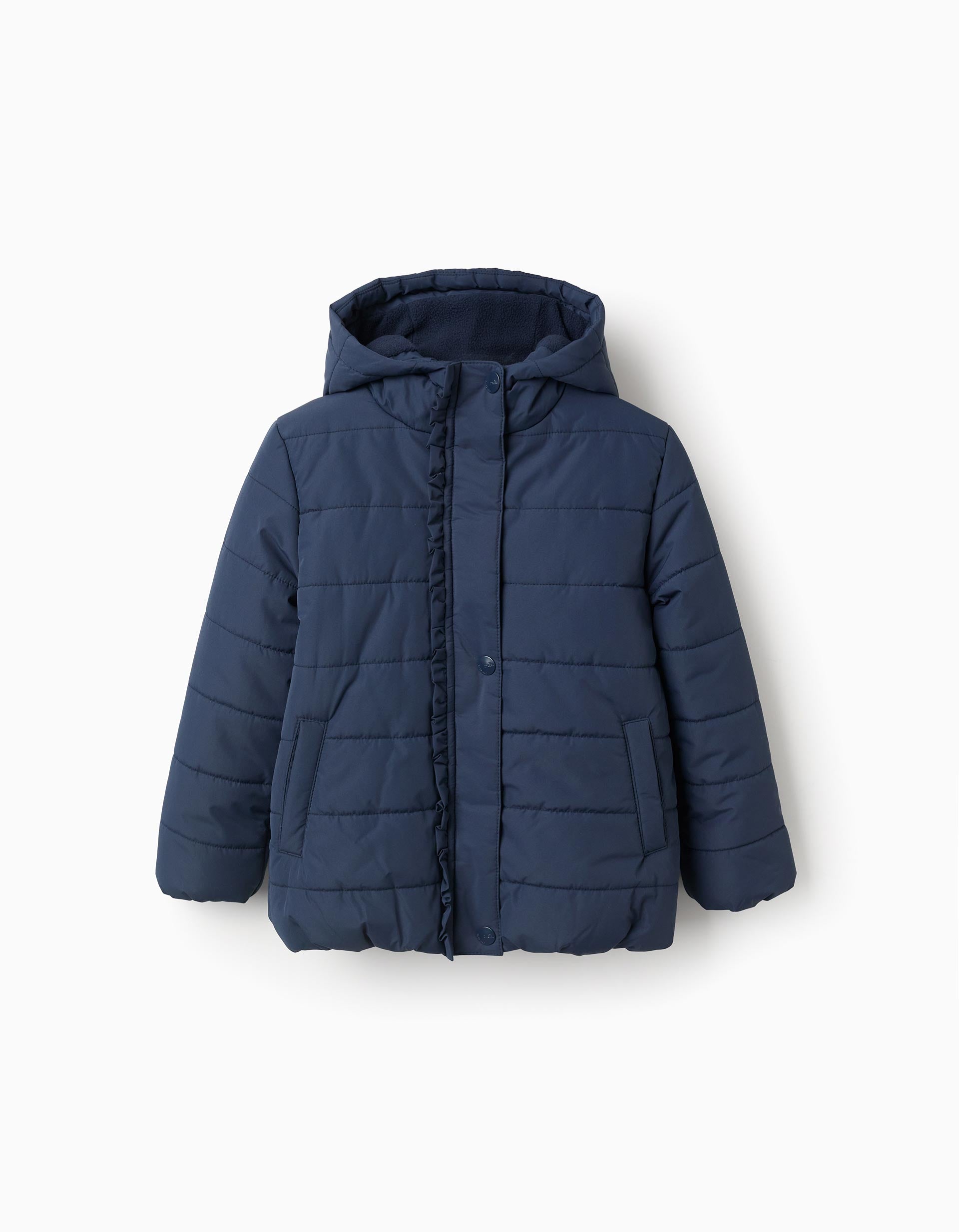 Chaqueta Acolchada con Capucha y Forro Polar para Niña, Azul
