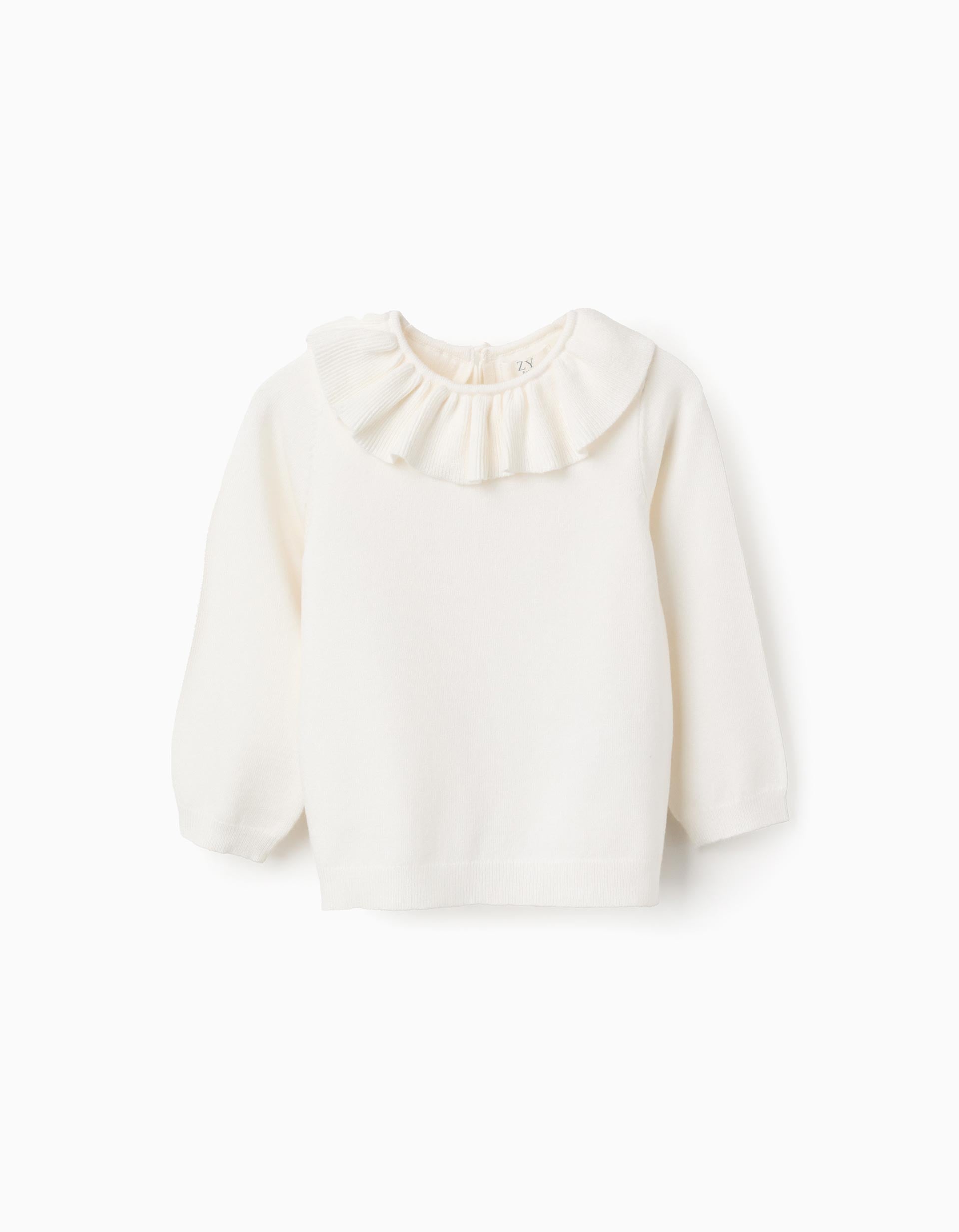 Jumper with Ruffle Collar for Baby Girls, White – ZIPPY