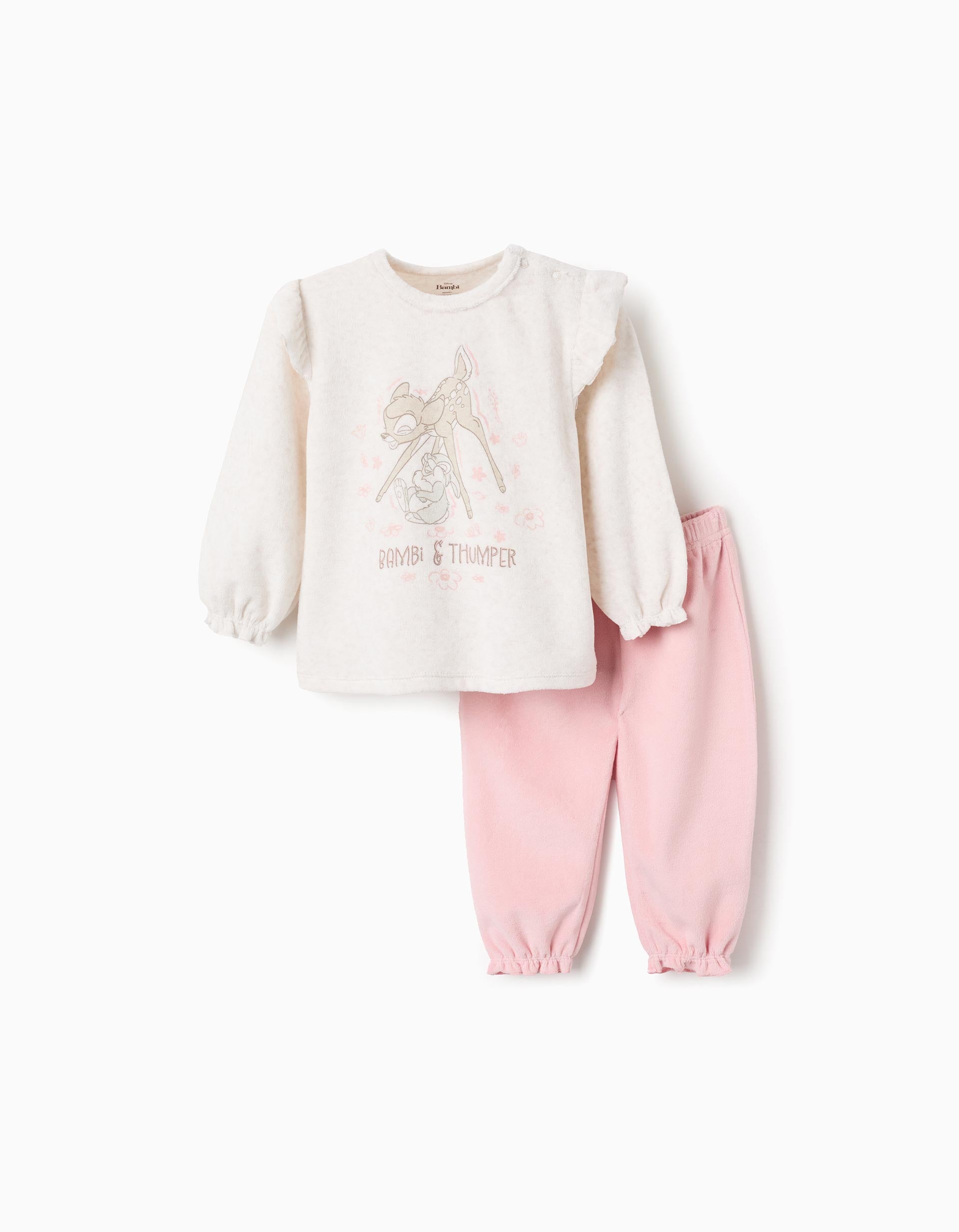 Velour Pyjama for Baby Girls 'Bambi Thumper', Beige/Pink – ZIPPY