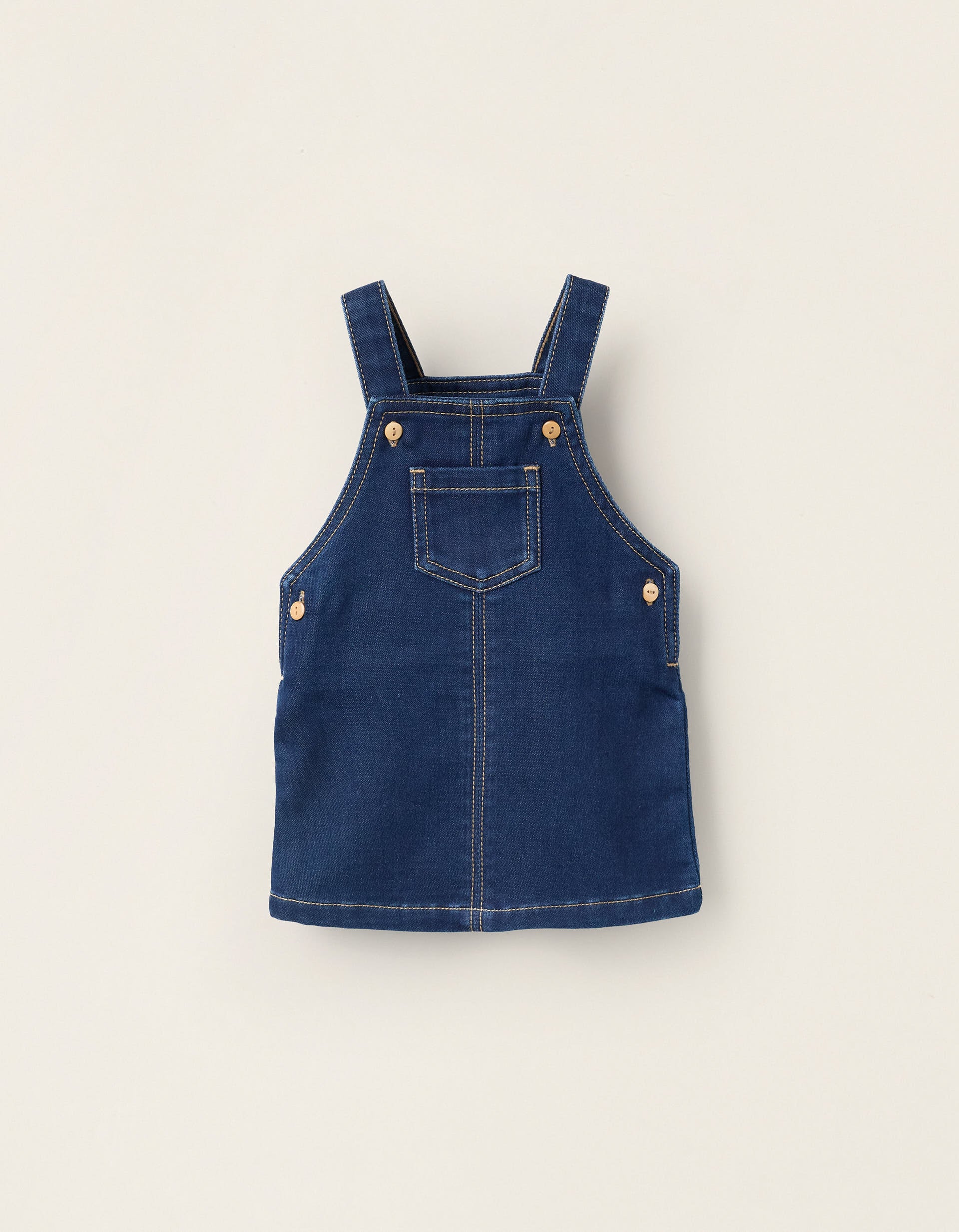 dark blue denim pinafore dress Denim Pinafore Dress With Puffy Sleeve Blouse