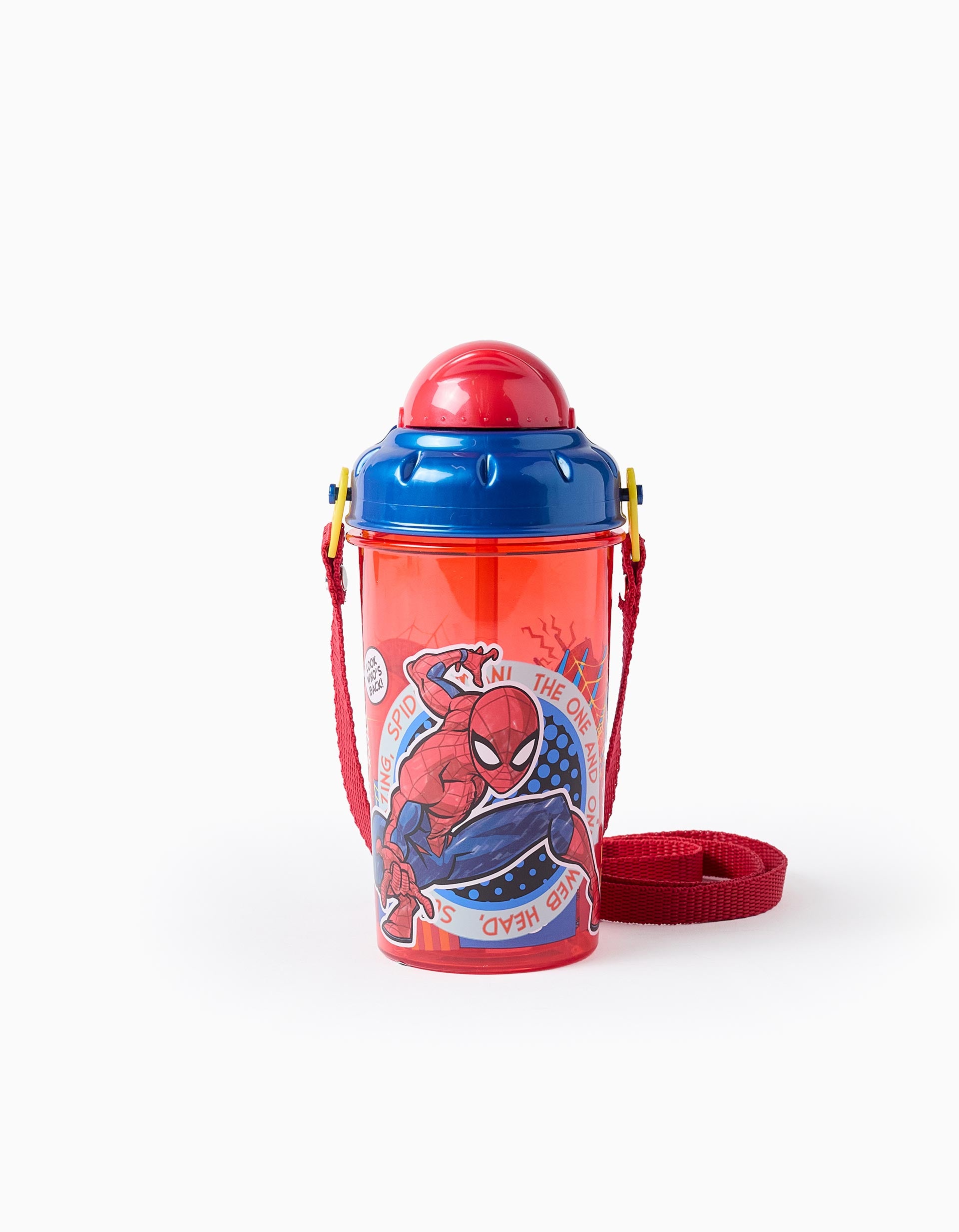 Spider Man Water Bottle With Straw For Boys Red Blue ZIPPY Spider Man Water Bottle With Straw For Boys Red Blue ZIPPY