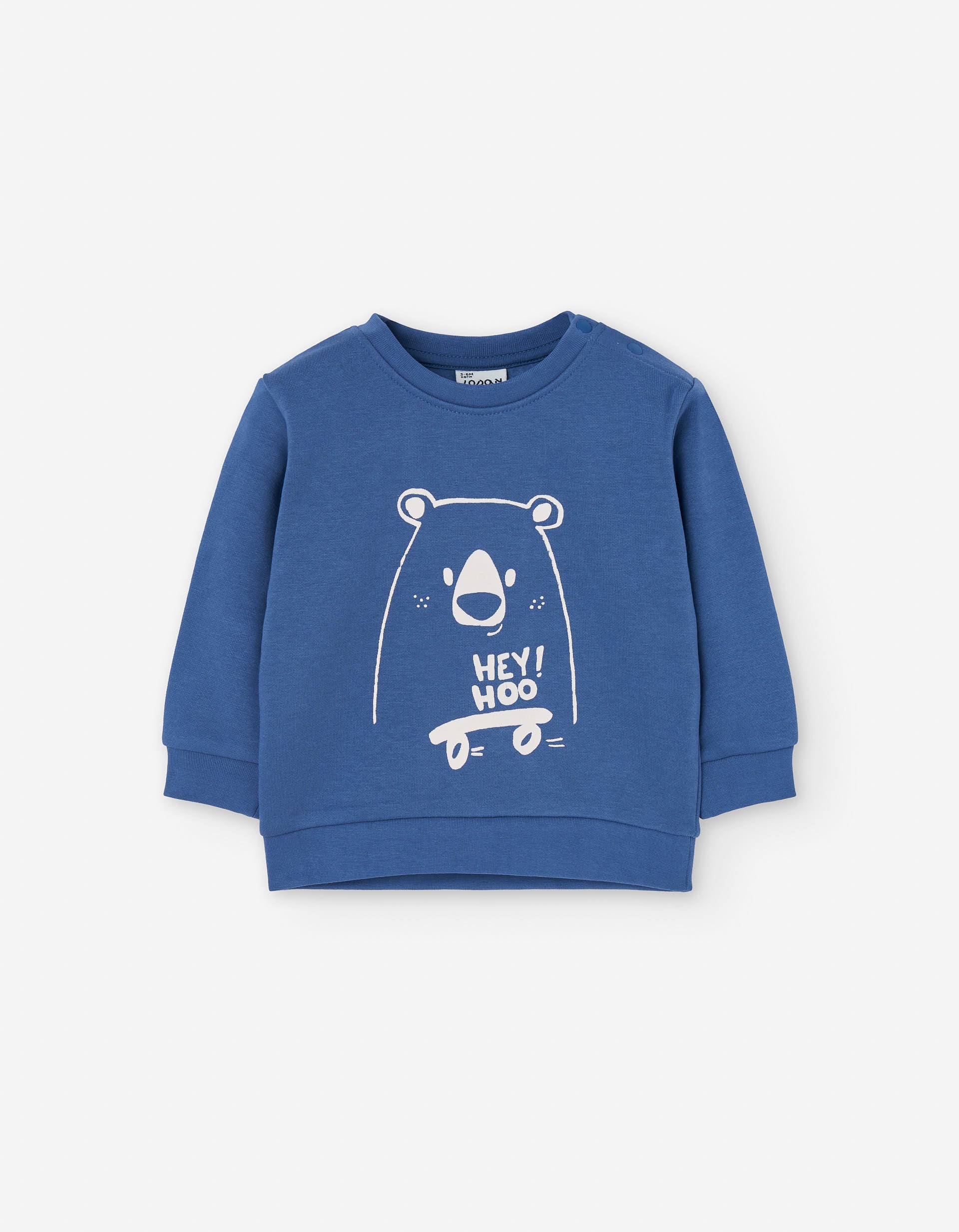 Brushed sweatshirt with bear print for baby boys, blue