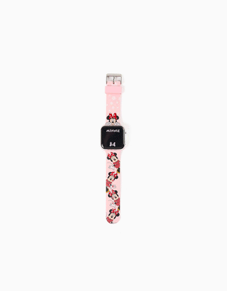 Montre LED à motif Minnie pour fille, rose clair