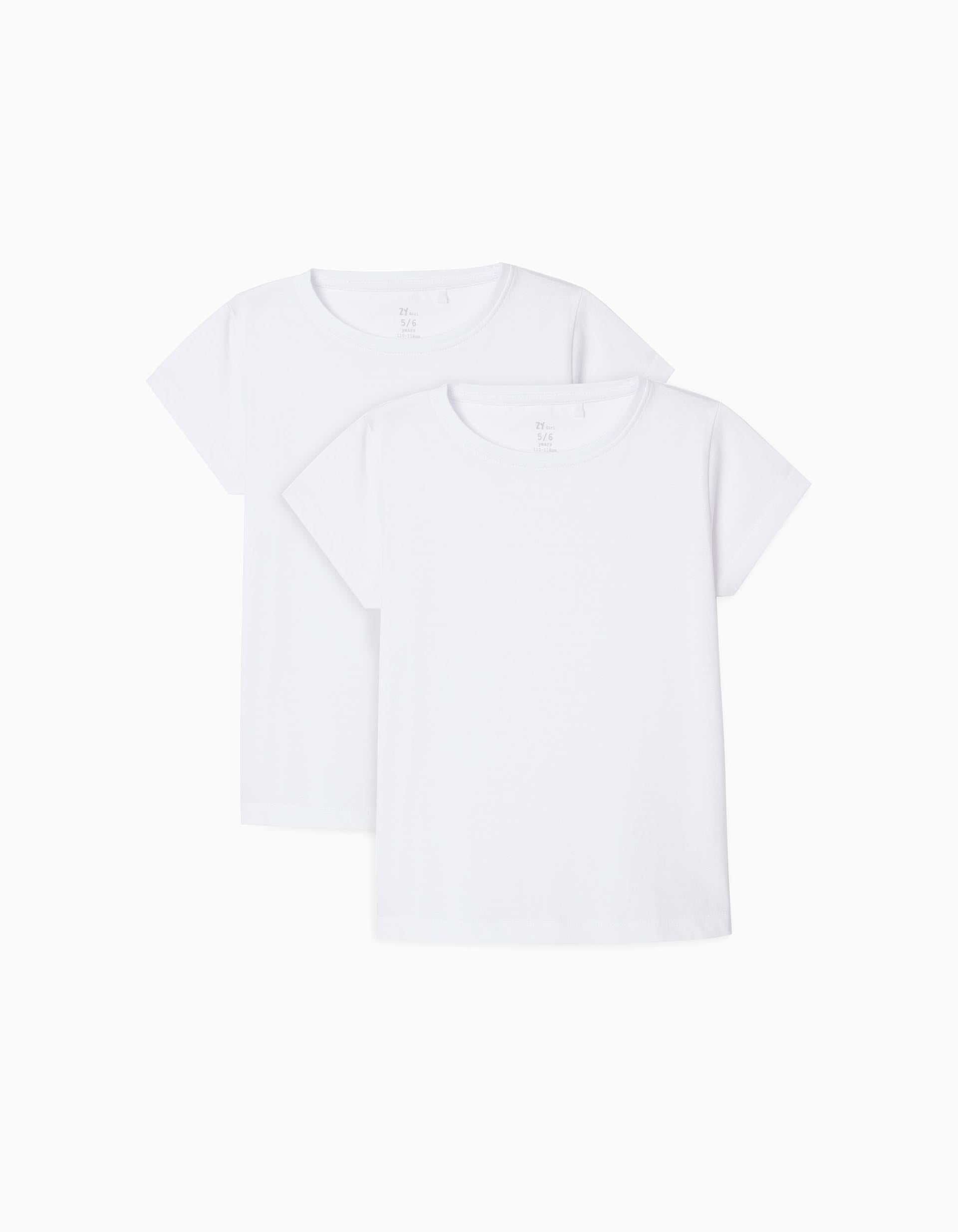 2 T-Shirts Lisas para Menina, Branco