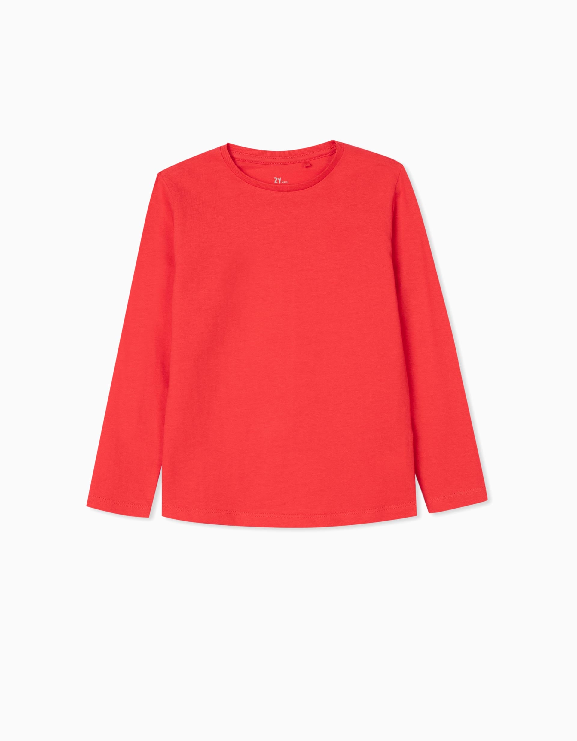 2 T-shirts manches longues fille, rouge/blanc