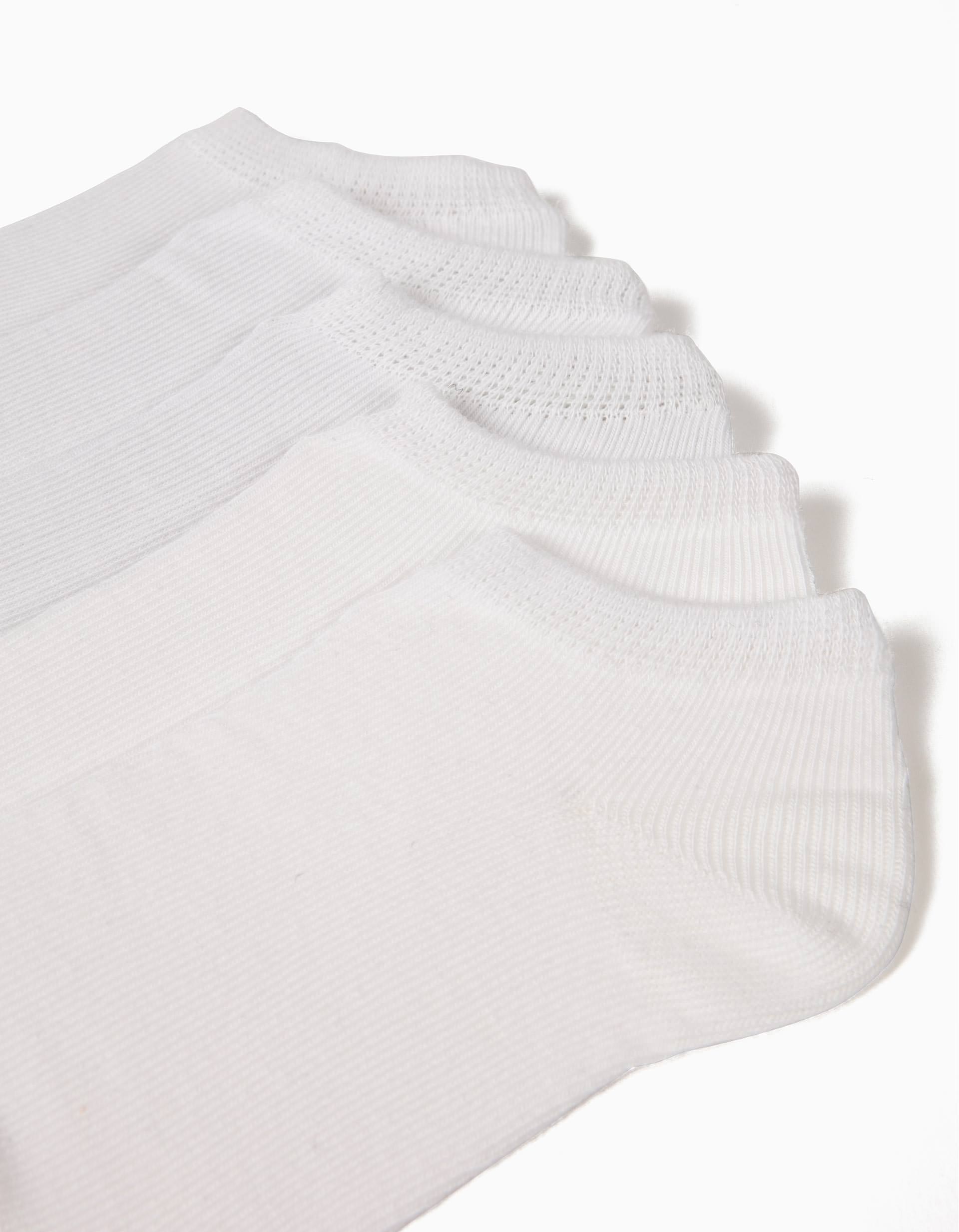 5 Pares de Calcetines Cortos para Niño, Blanco