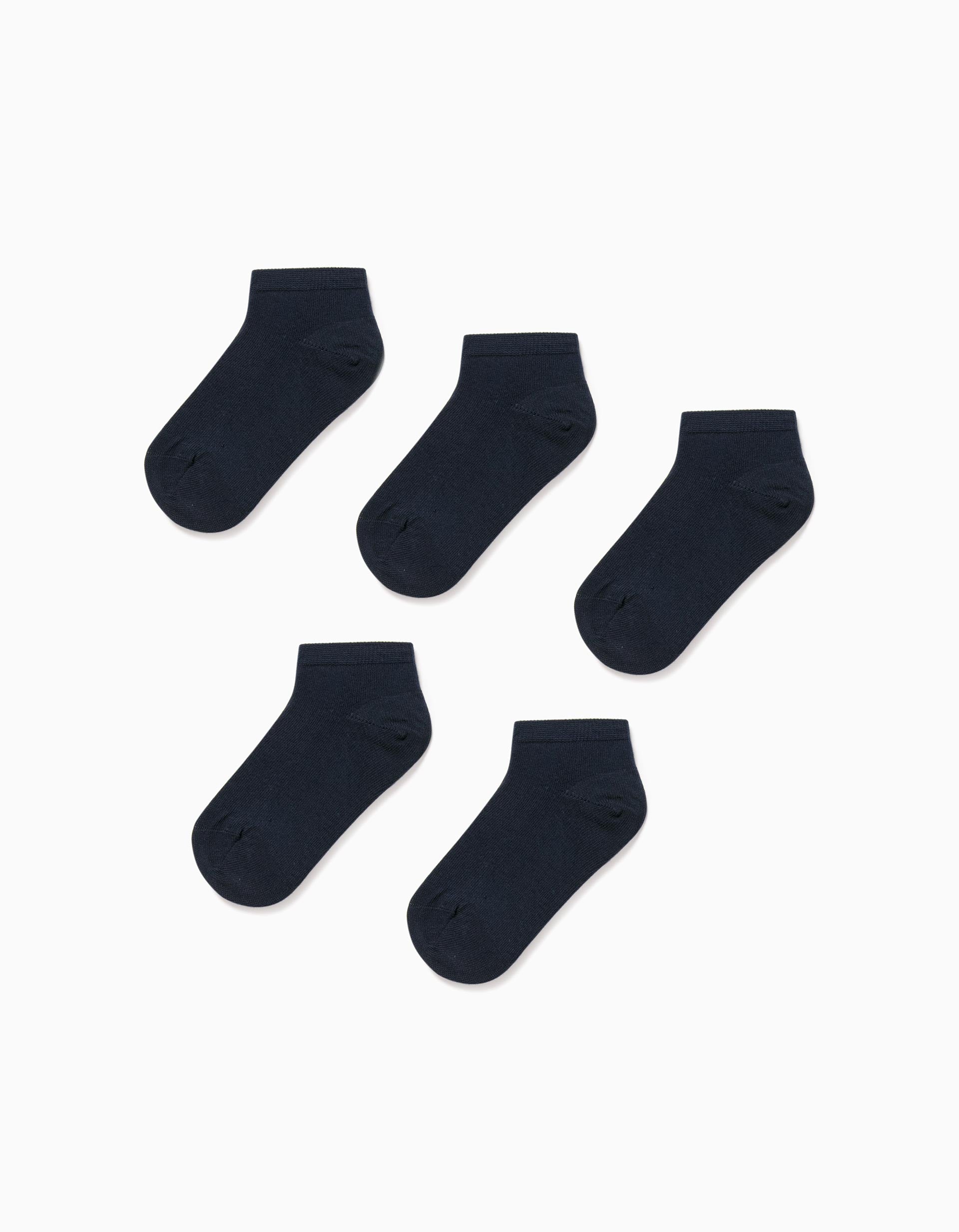 5 Pares de Calcetines Cortos para Niño, Azul Oscuro