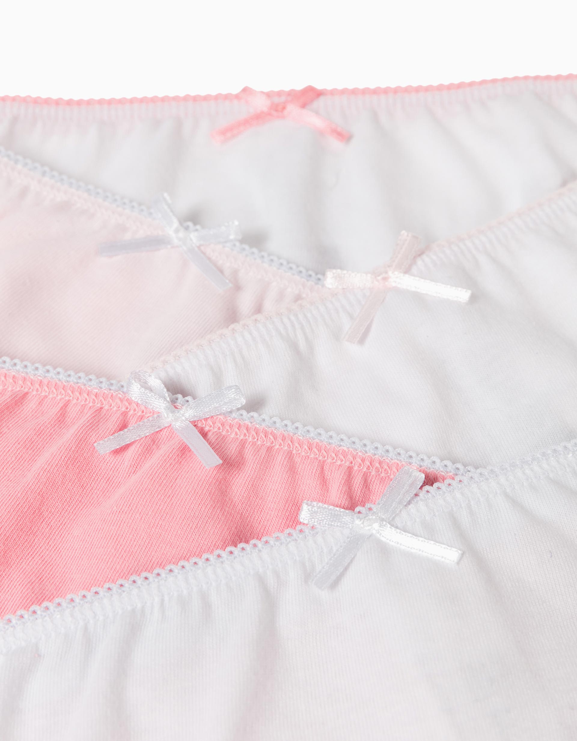 5 Culottes Fille, Rose/Blanc