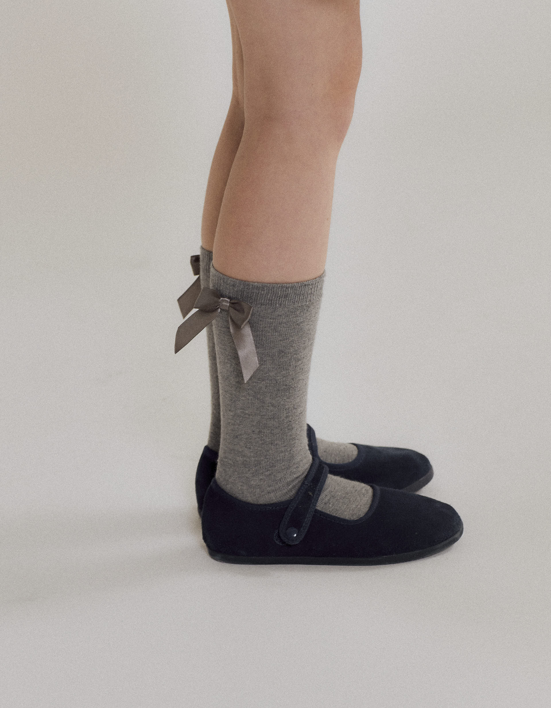 Chaussettes Hautes Fille avec Nœud, Gris