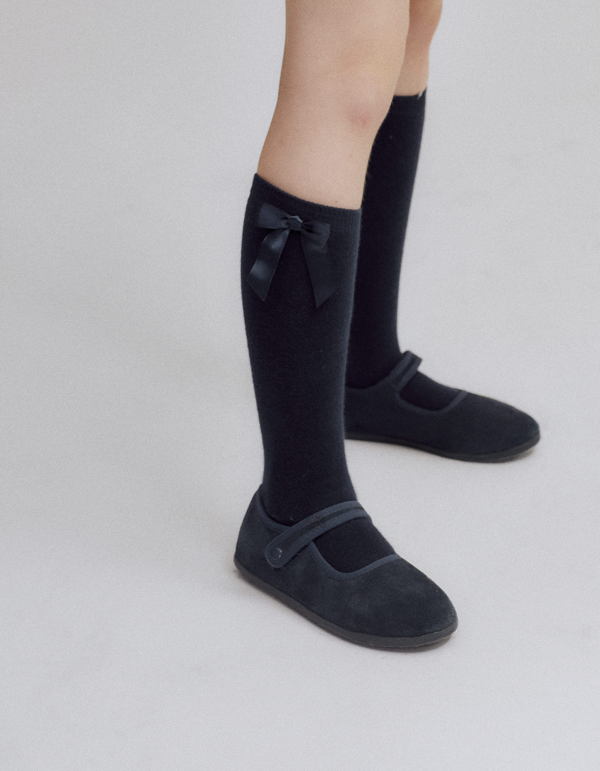 Calcetines Altos con Lazo para Niñas, Azul Oscuro