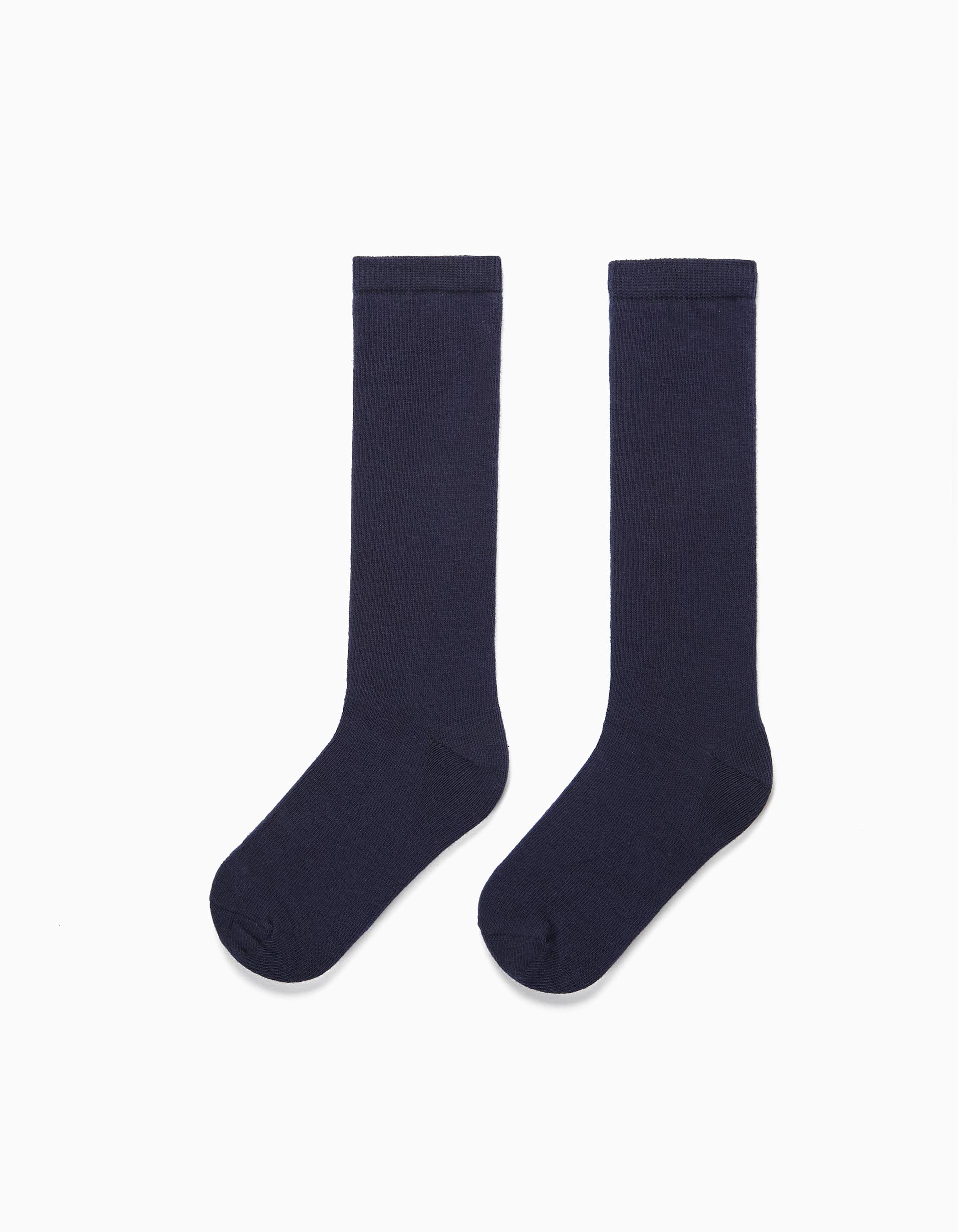 2 Chaussettes Hautes Enfant, Bleu Foncé