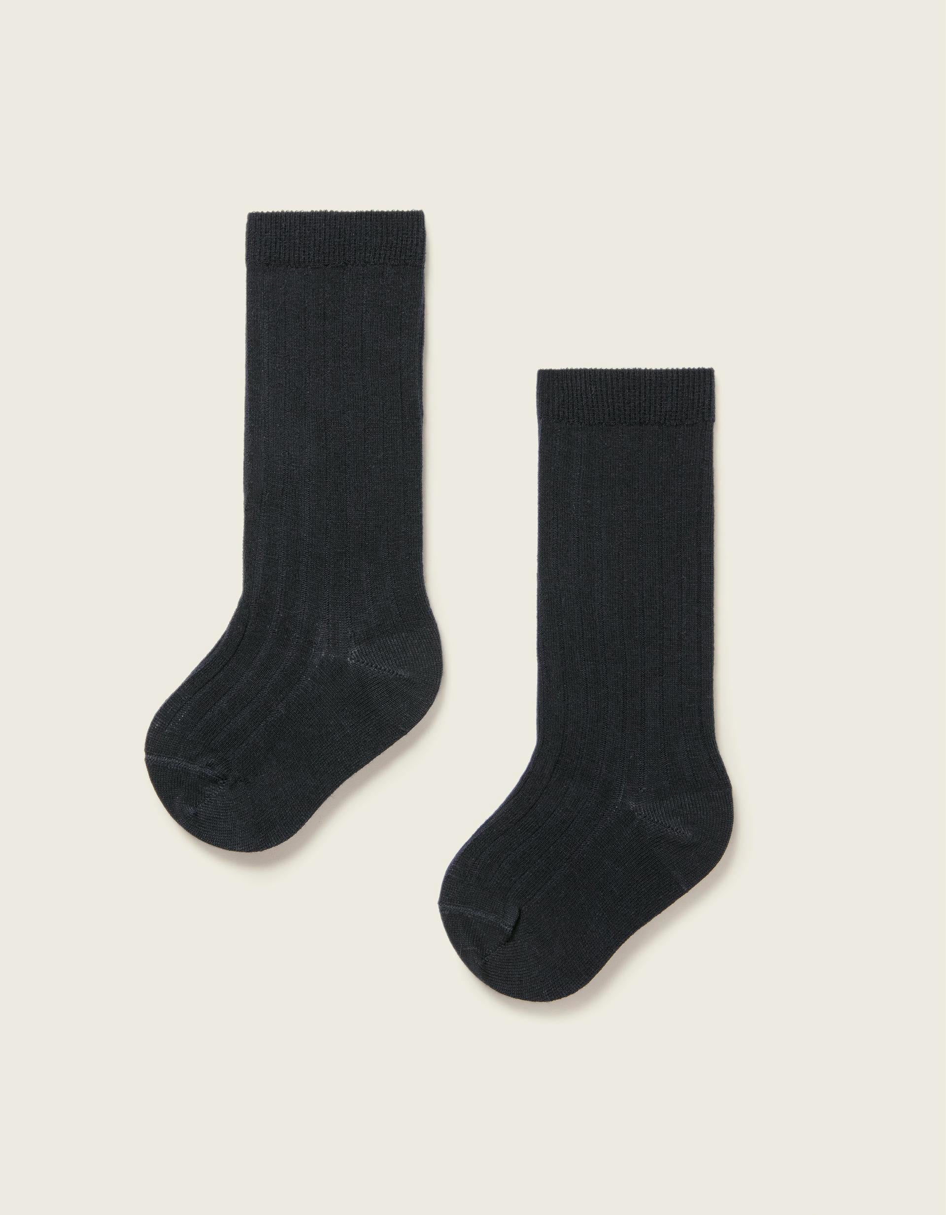 Lot de 2 Paires de Chaussettes Côtelées pour Bébé, Bleu Foncé