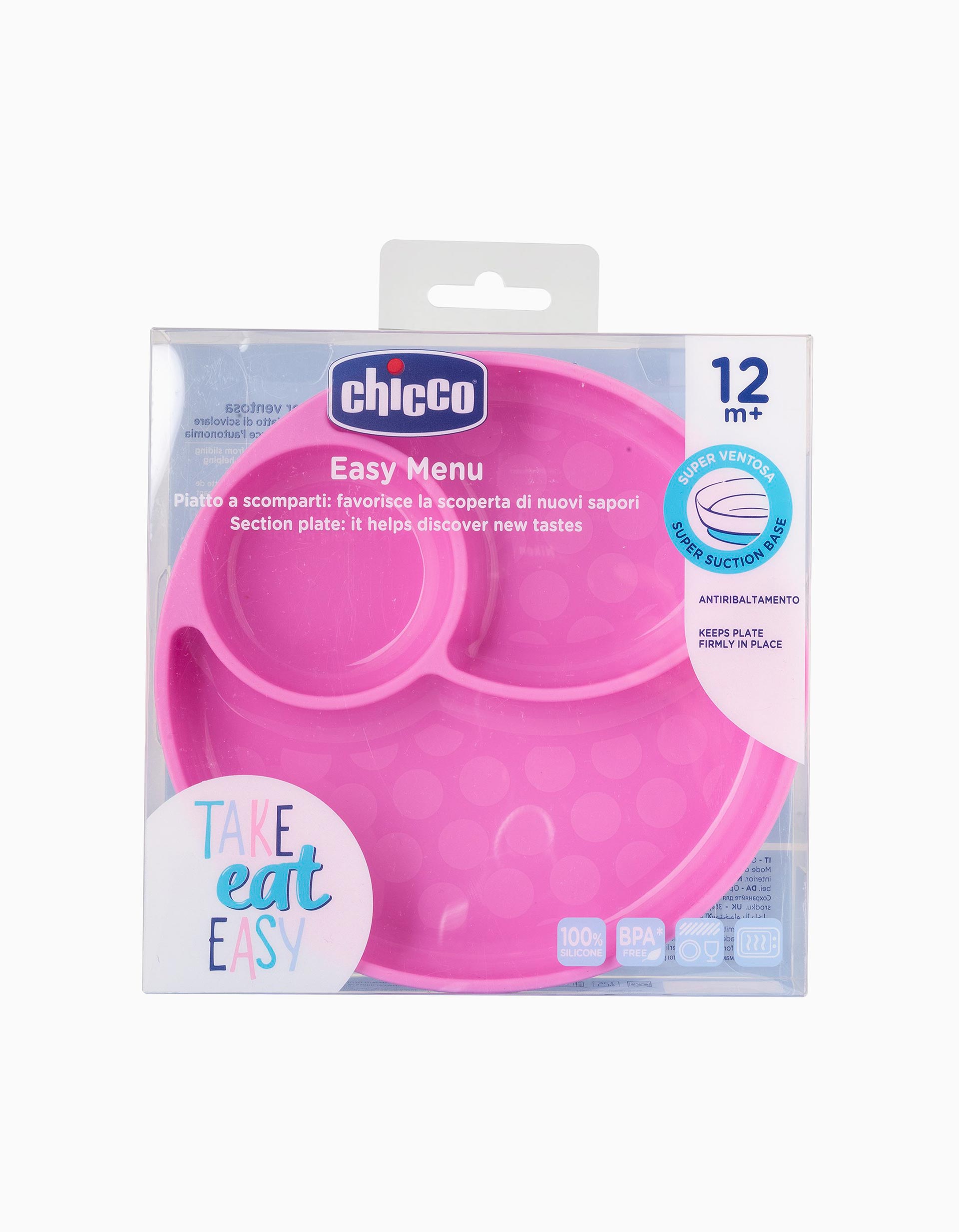 Assiette à compartiments en silicone Eat Easy Chicco rose