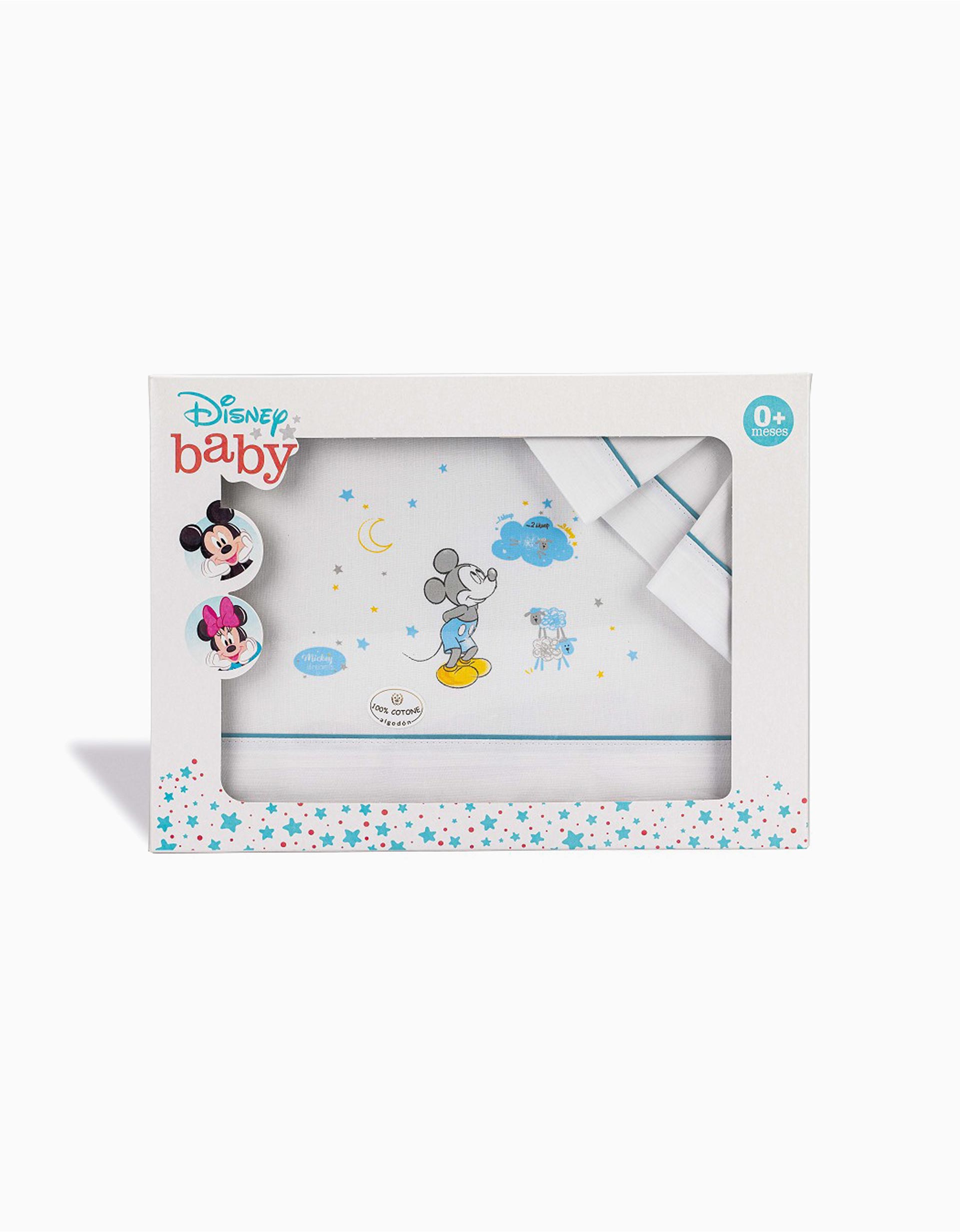 Sábanas de Cama 120x60 cm Mickey Disney Blanco/azul 3 piezas