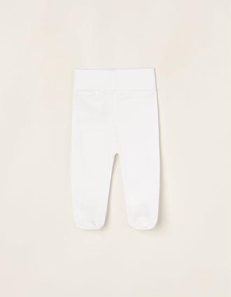 4 Calças com Pés em Algodão para Bebé, Branco