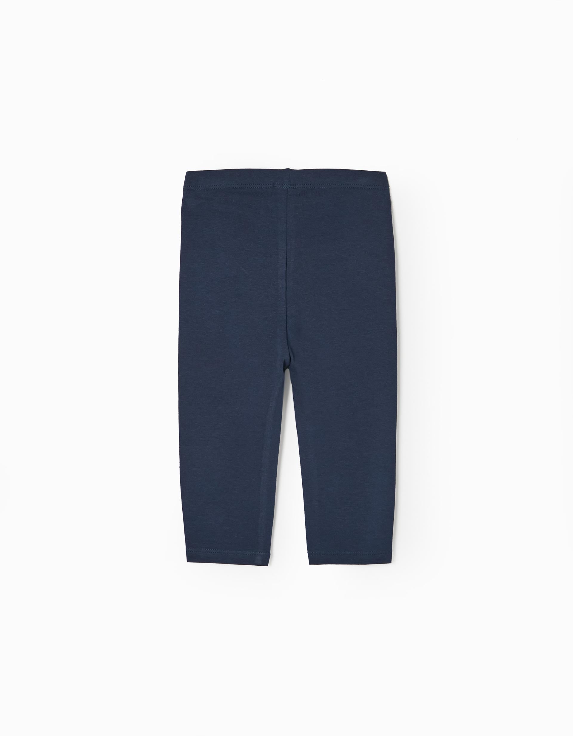 2 Leggings en Coton Bébé Fille, Bleu Foncé