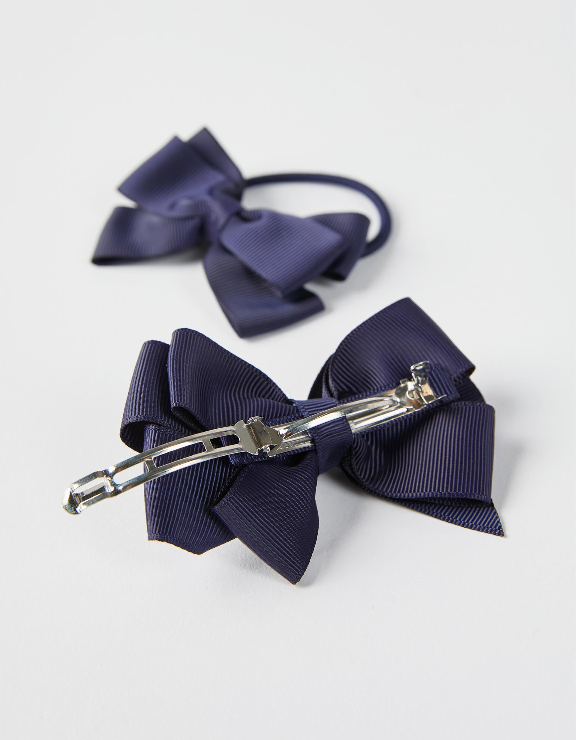 Hair Slide + Bobble with Bow for Babies and Girls, Dark Blue