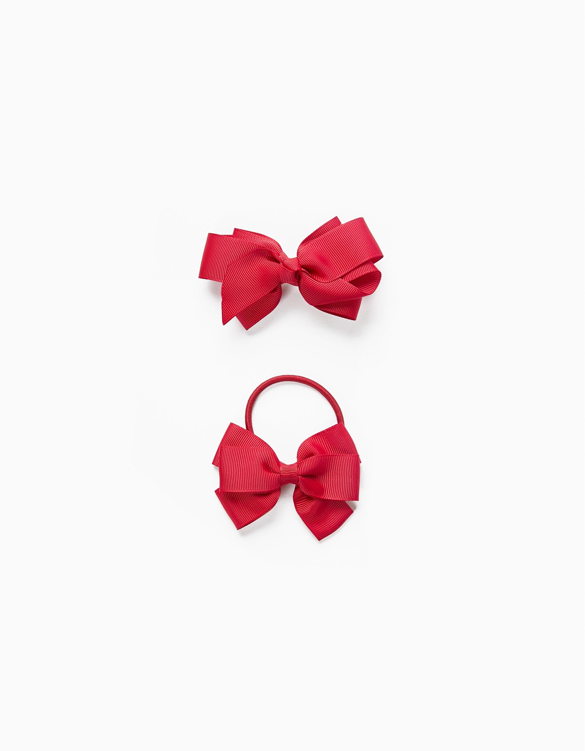 Barrette + Élastique avec Nœud Bébé et Fille, Rouge