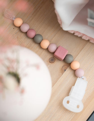 Chaîne Sucette Silicone Nattou Peach