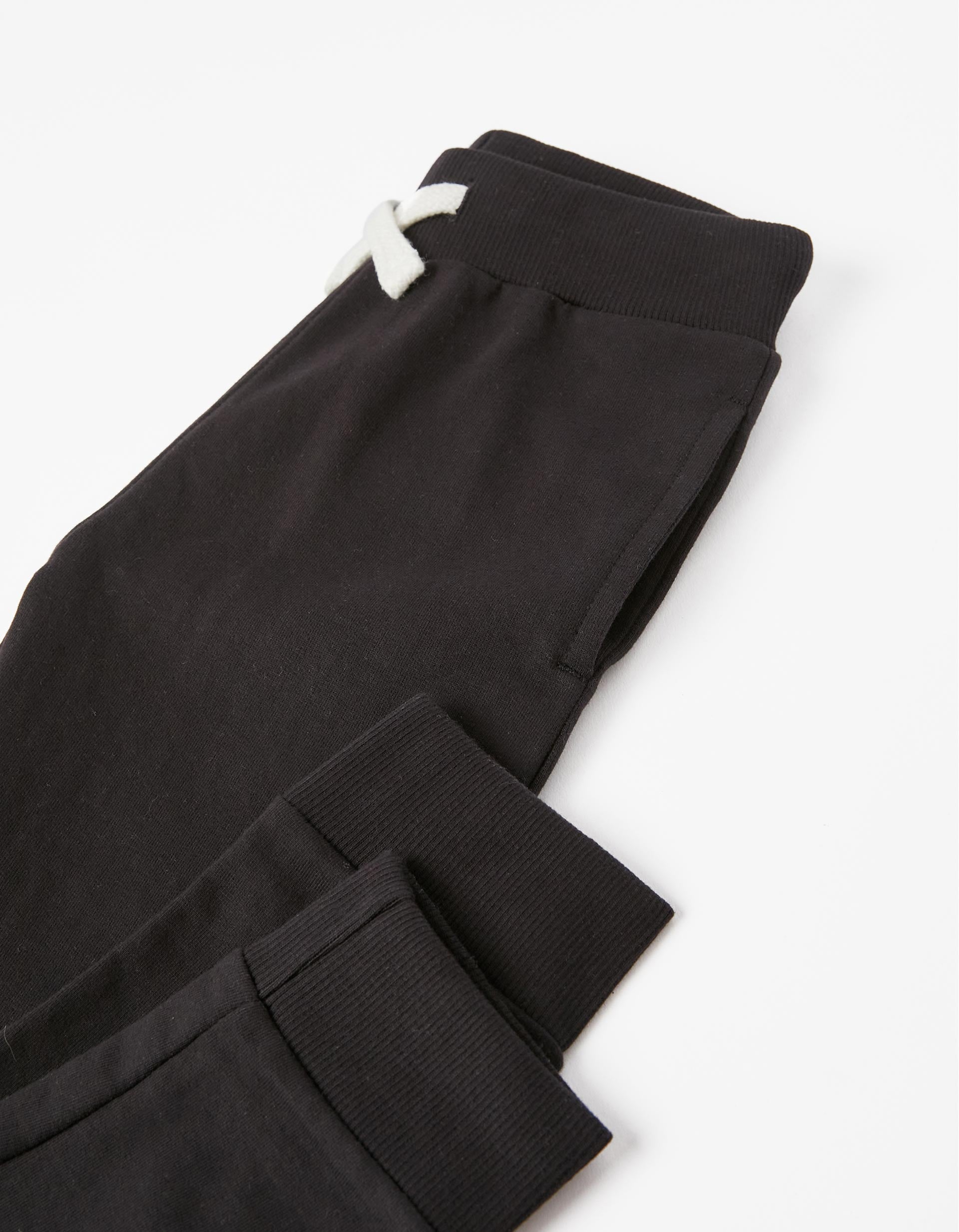 Pantalón de Chándal de Algodón para Niño, Negro