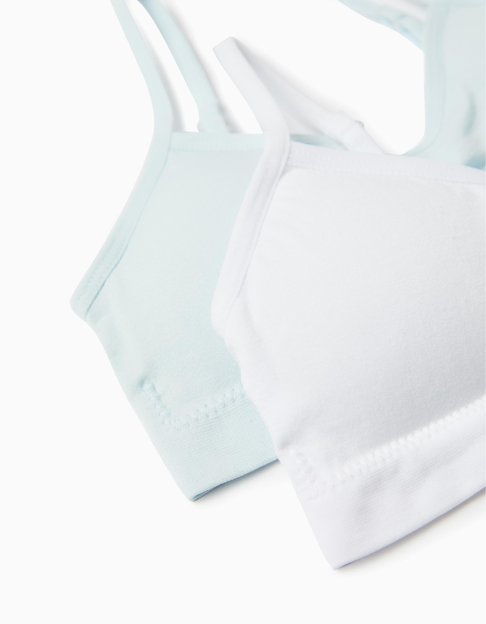 Lot 2 Brassières Rembourrées Fille, Blanc/Bleu