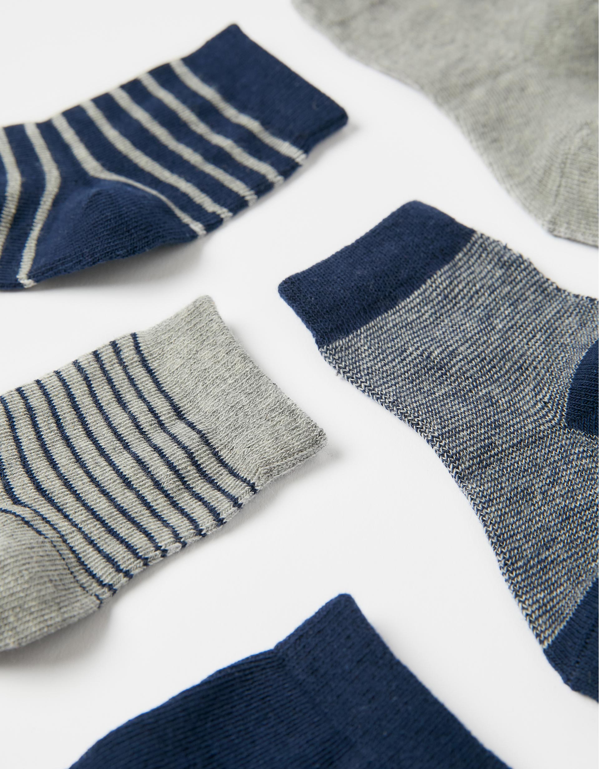 5 Paires de Chaussettes Bébé Garçon, Bleu Foncé/Gris