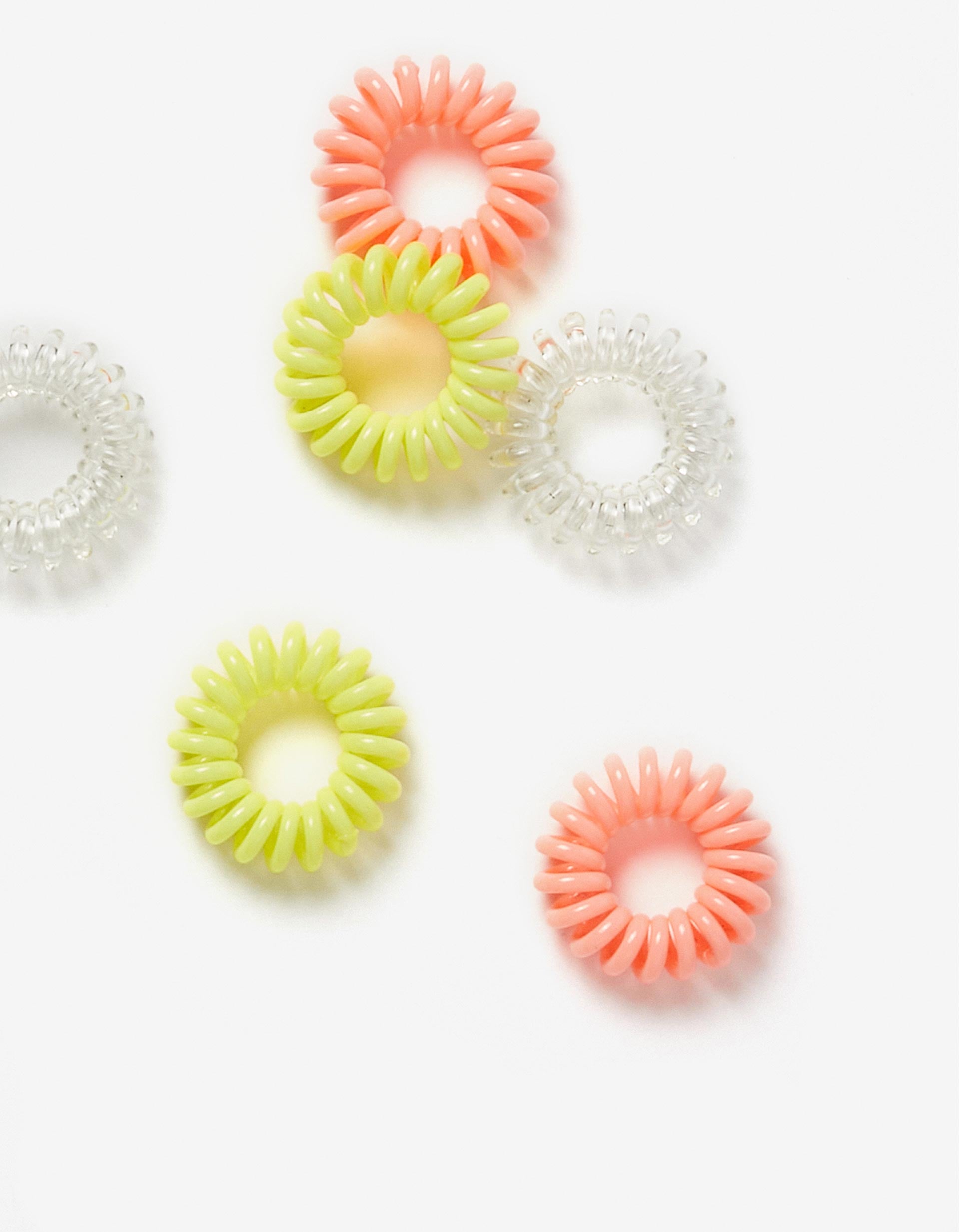 6 Spiral Hair Bobbles for Babies and Girls, Multicoloured