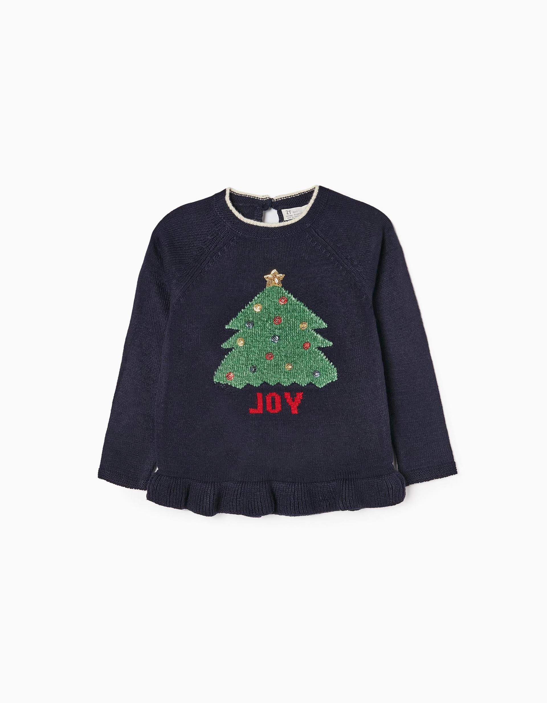 Jersey de Navidad para Niña 'Árbol de Navidad', Azul Oscuro