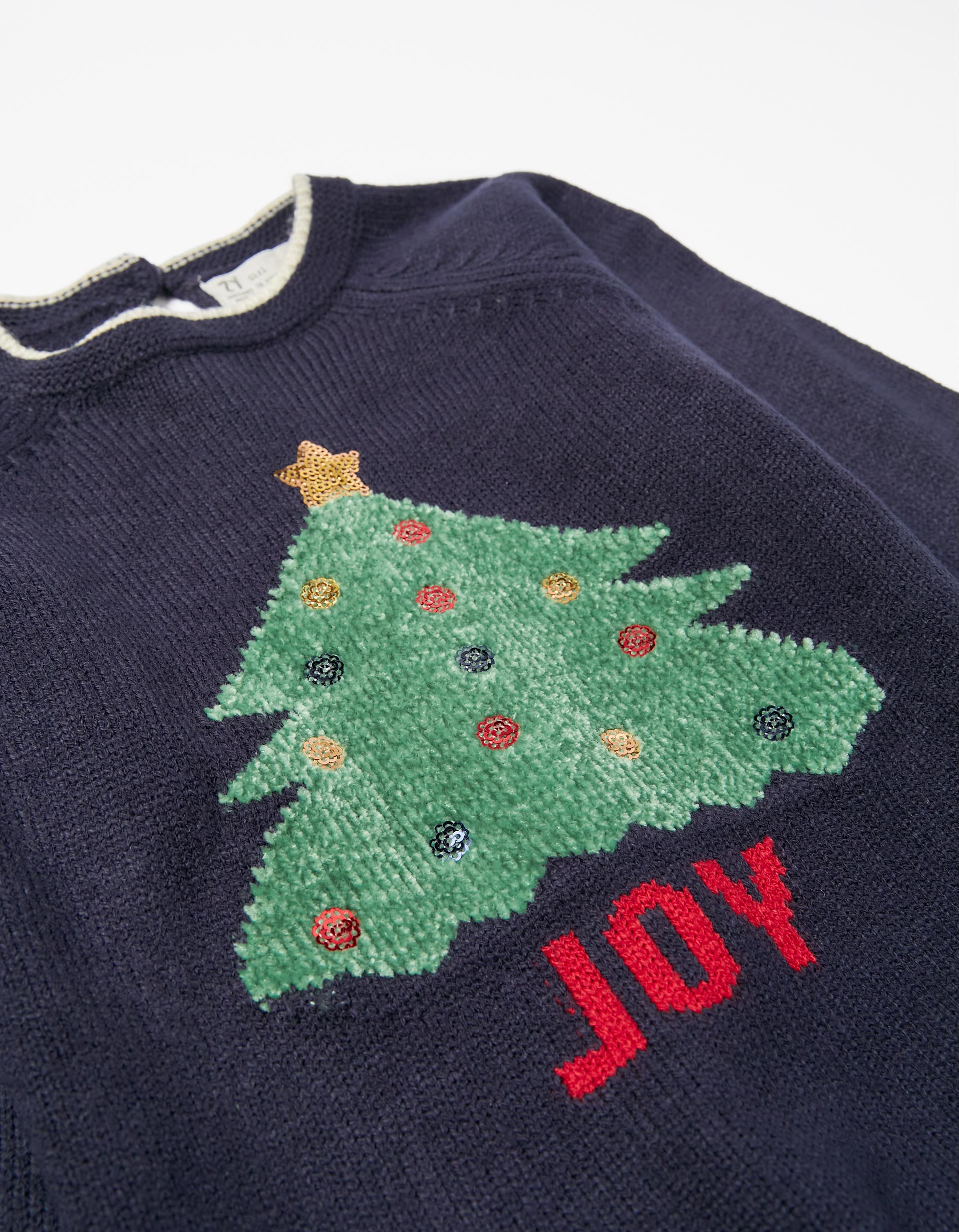 Jersey de Navidad para Niña 'Árbol de Navidad', Azul Oscuro