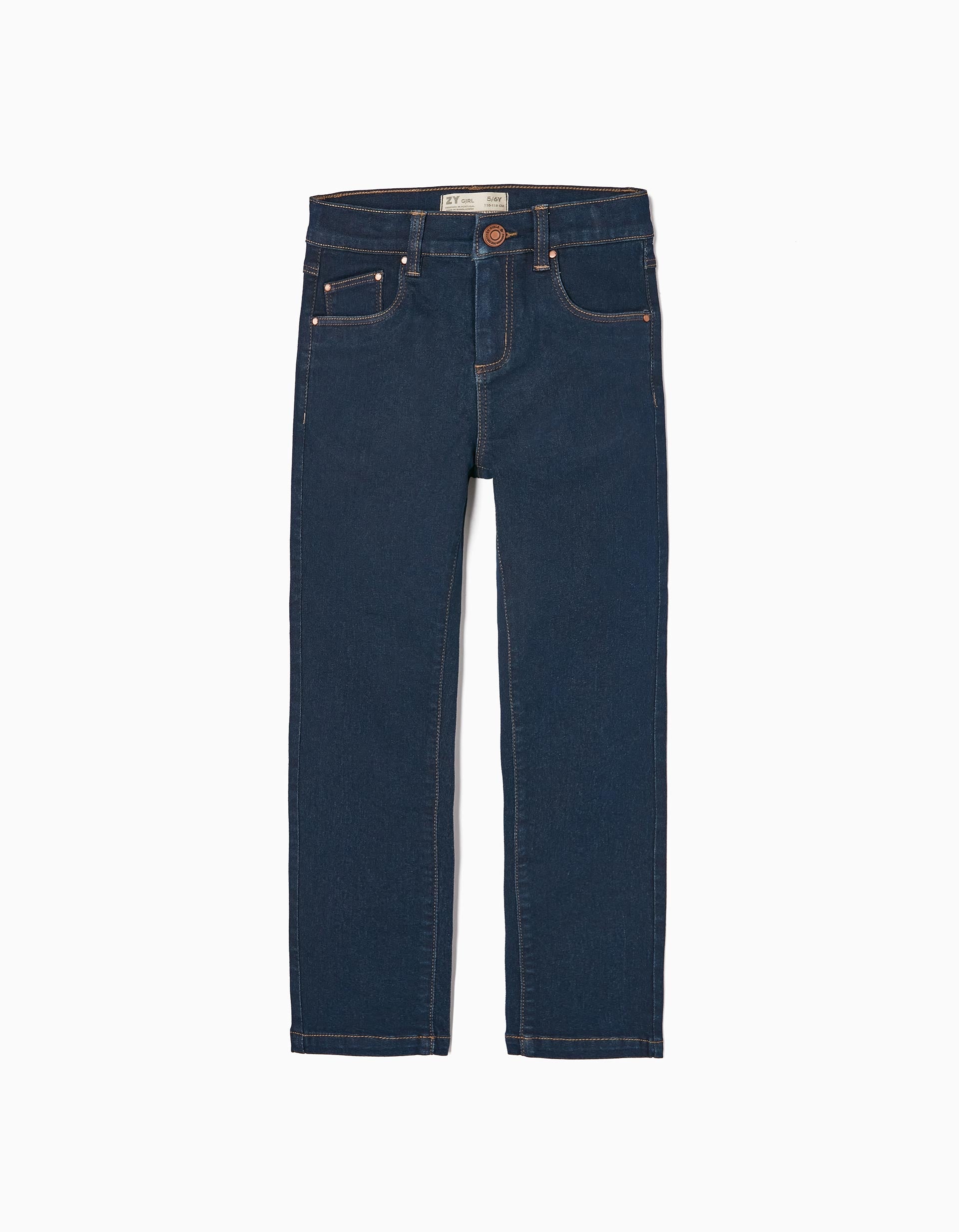 Calças de Ganga Skinny para Menina, Azul Escuro