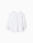 Cotton Twill Blouse with Ruffles for Girls, White