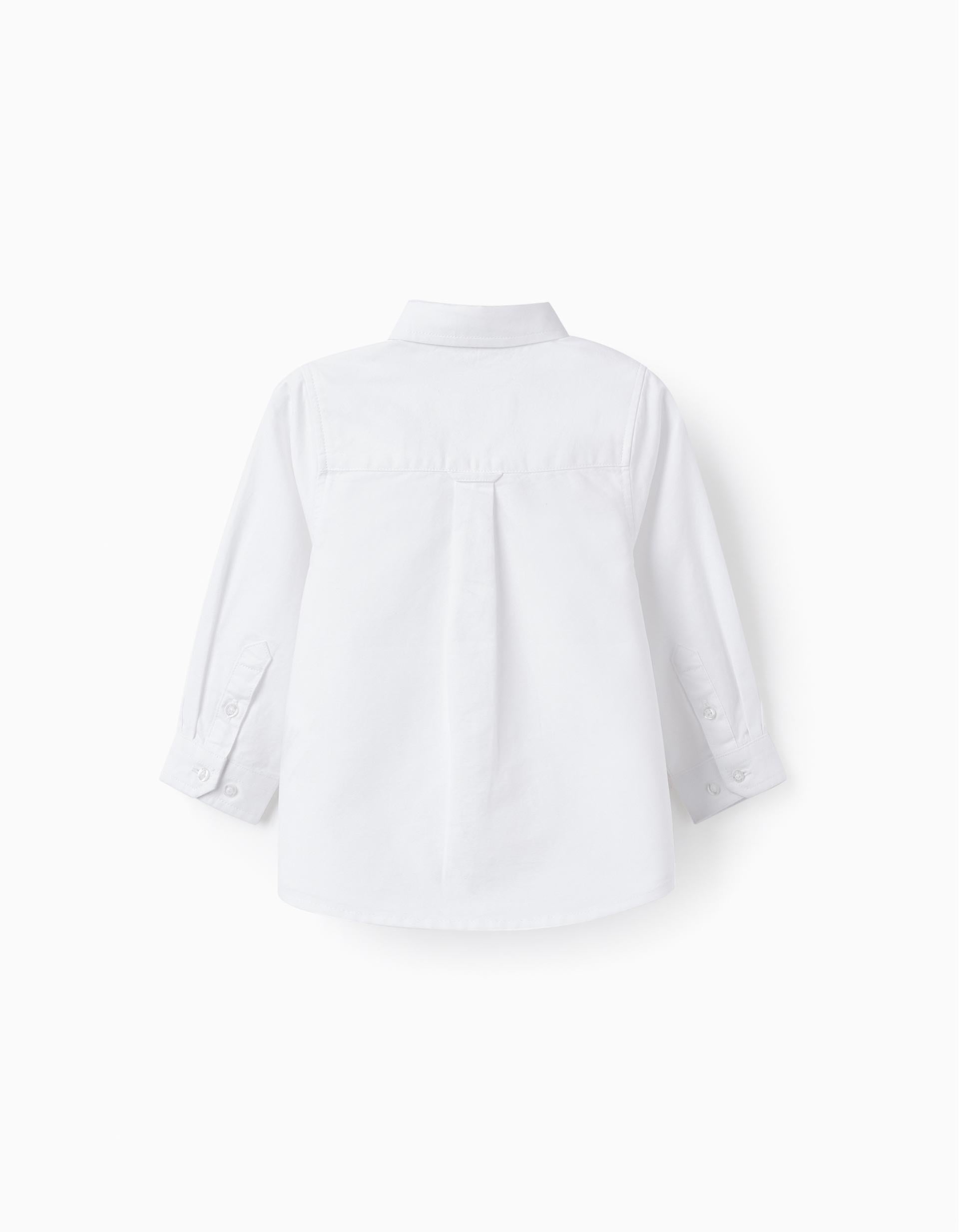 Camisa de Manga Larga de Algodón para Bebé Niño, Blanco