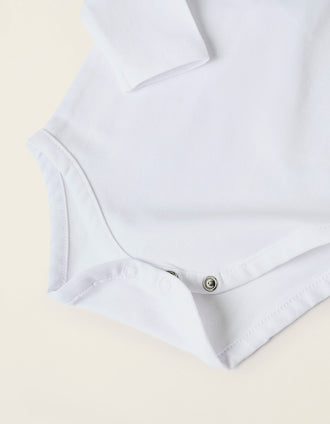 Body-Blusa con Volantes en Algodón para Recién Nacida, Blanco