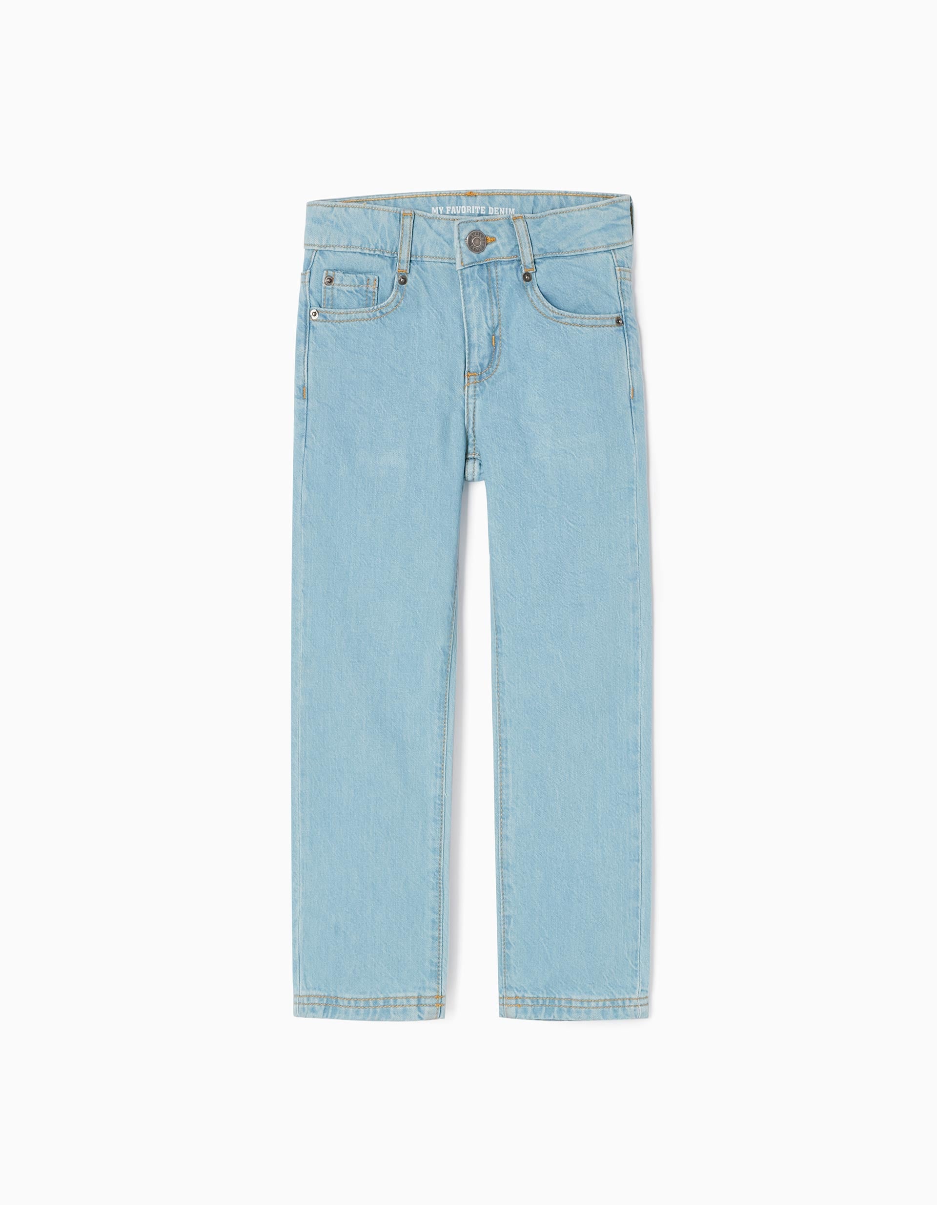 Pantalón Vaquero de Algodón para Niño 'Straight Fit', Azul Claro