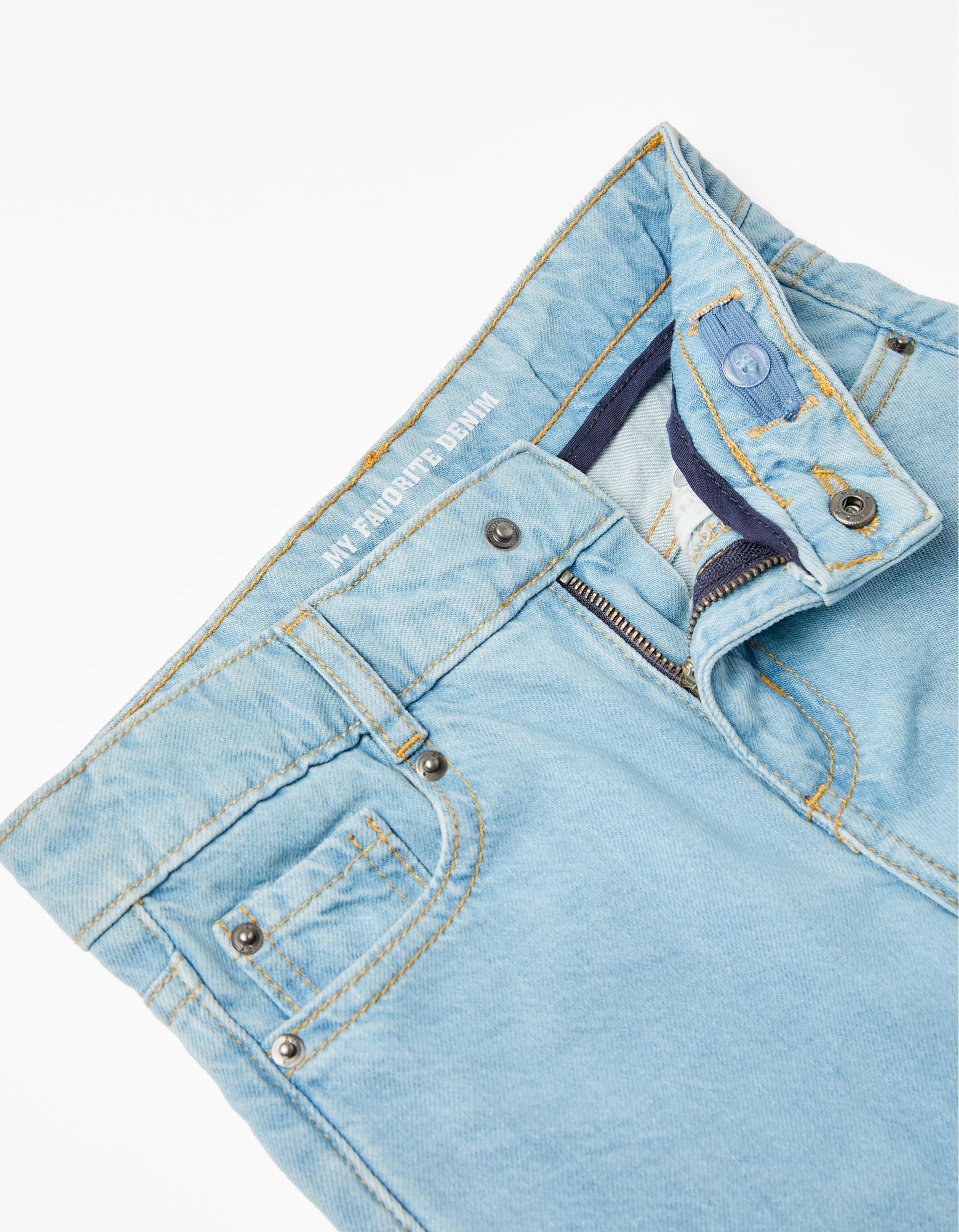 Pantalón Vaquero de Algodón para Niño 'Straight Fit', Azul Claro