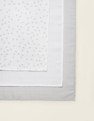 3 Muselinas Dots 65x65 Grey Zy Baby  