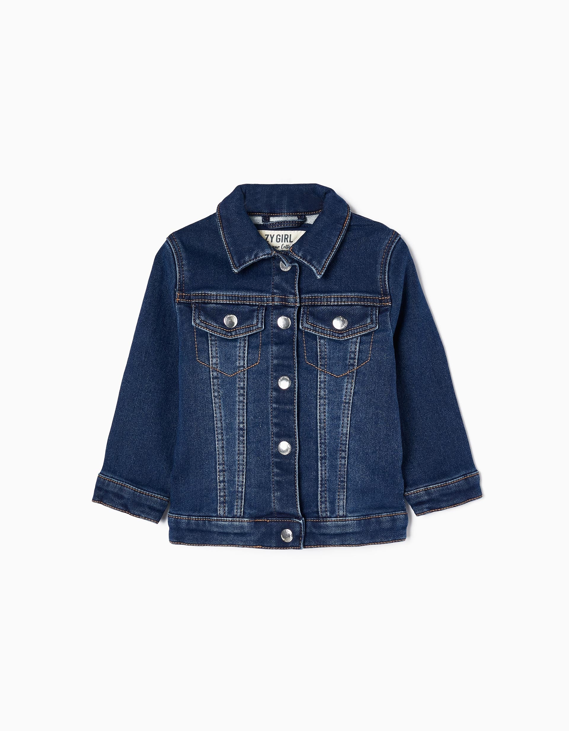 Cotton Denim Jackets for Baby Girls, Dark Blue