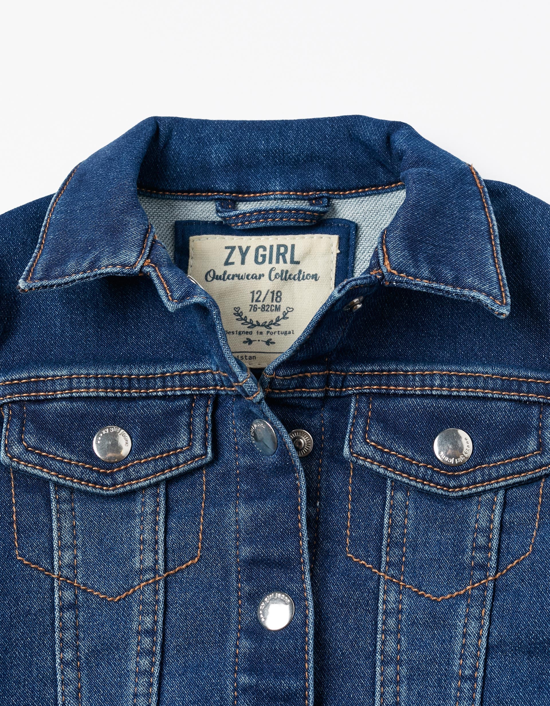 Cotton Denim Jackets for Baby Girls, Dark Blue