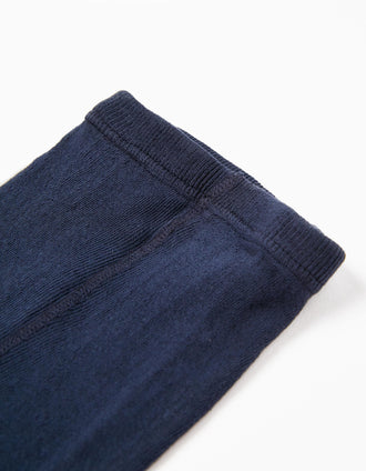 Anti-Pilling Ribbed Tights for Baby Girls, Dark Blue