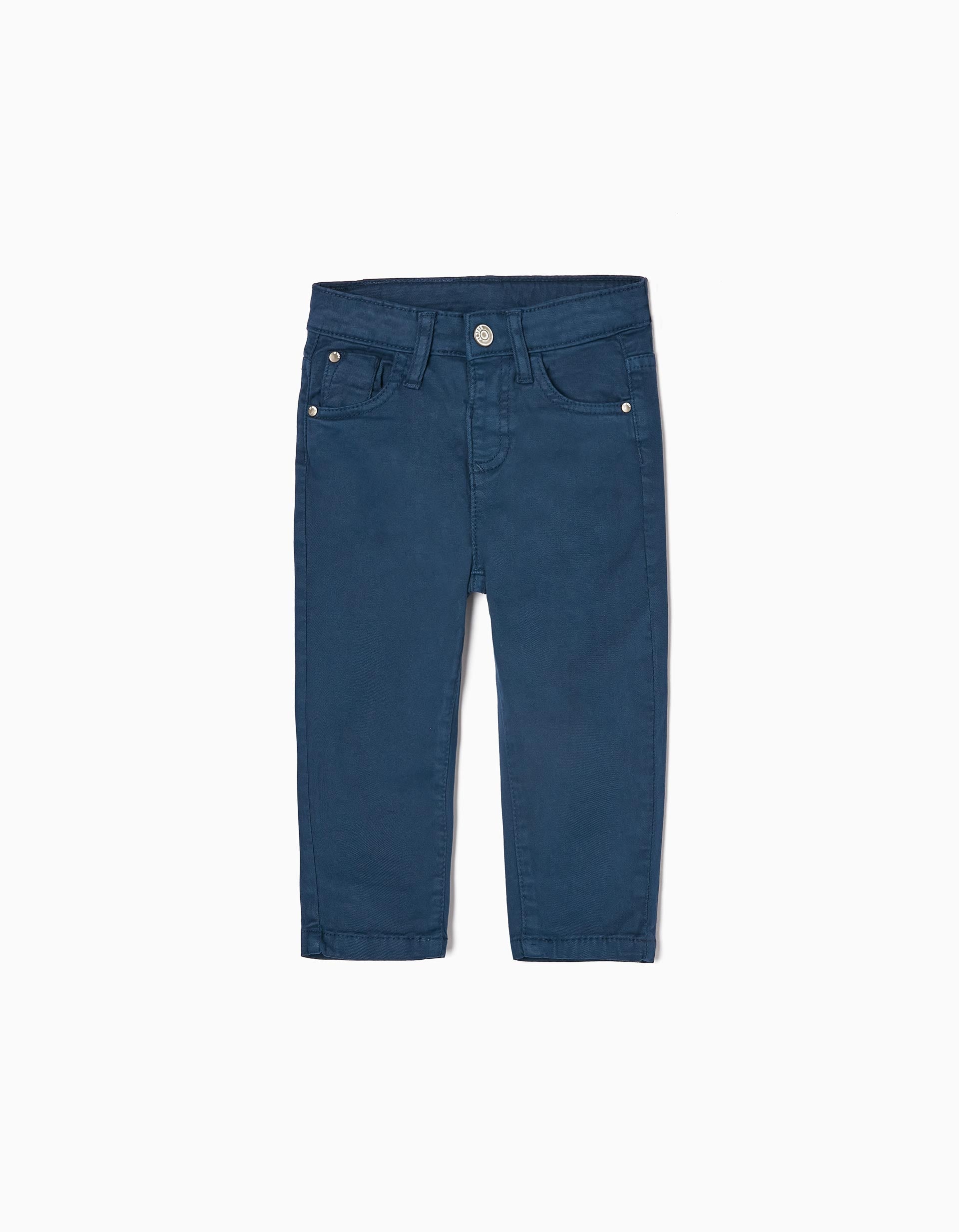 Pantalones de Sarga de Algodón para Bebé Niño, Azul Oscuro