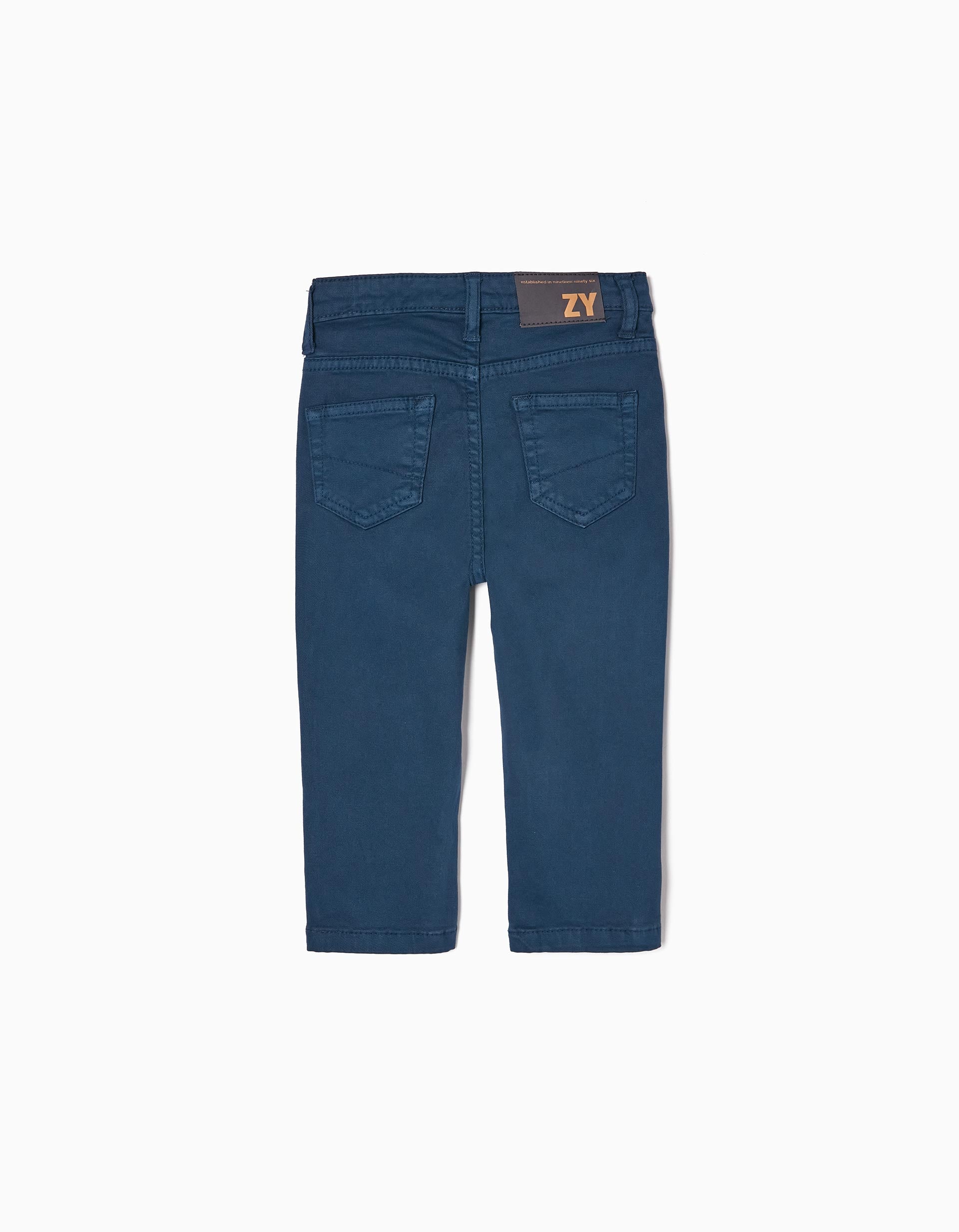 Cotton Twill Trousers for Baby Boys, Dark Blue