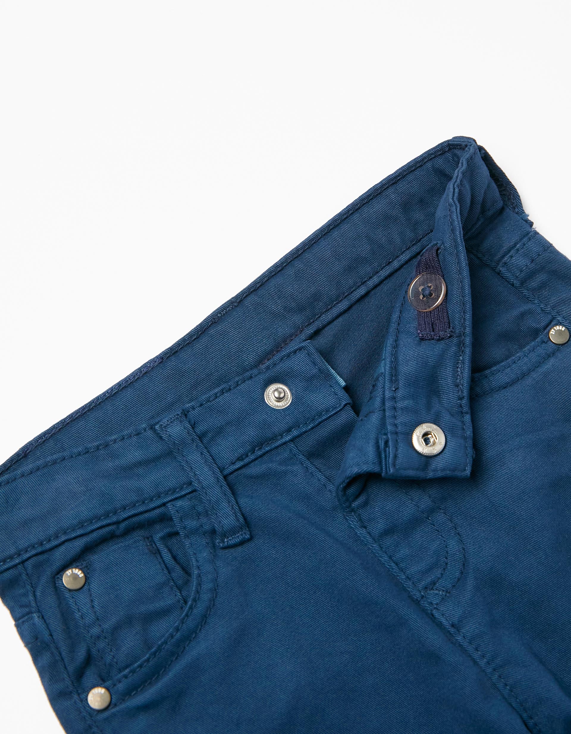 Pantalon en sergé de coton pour bébé garçon, Bleu foncé