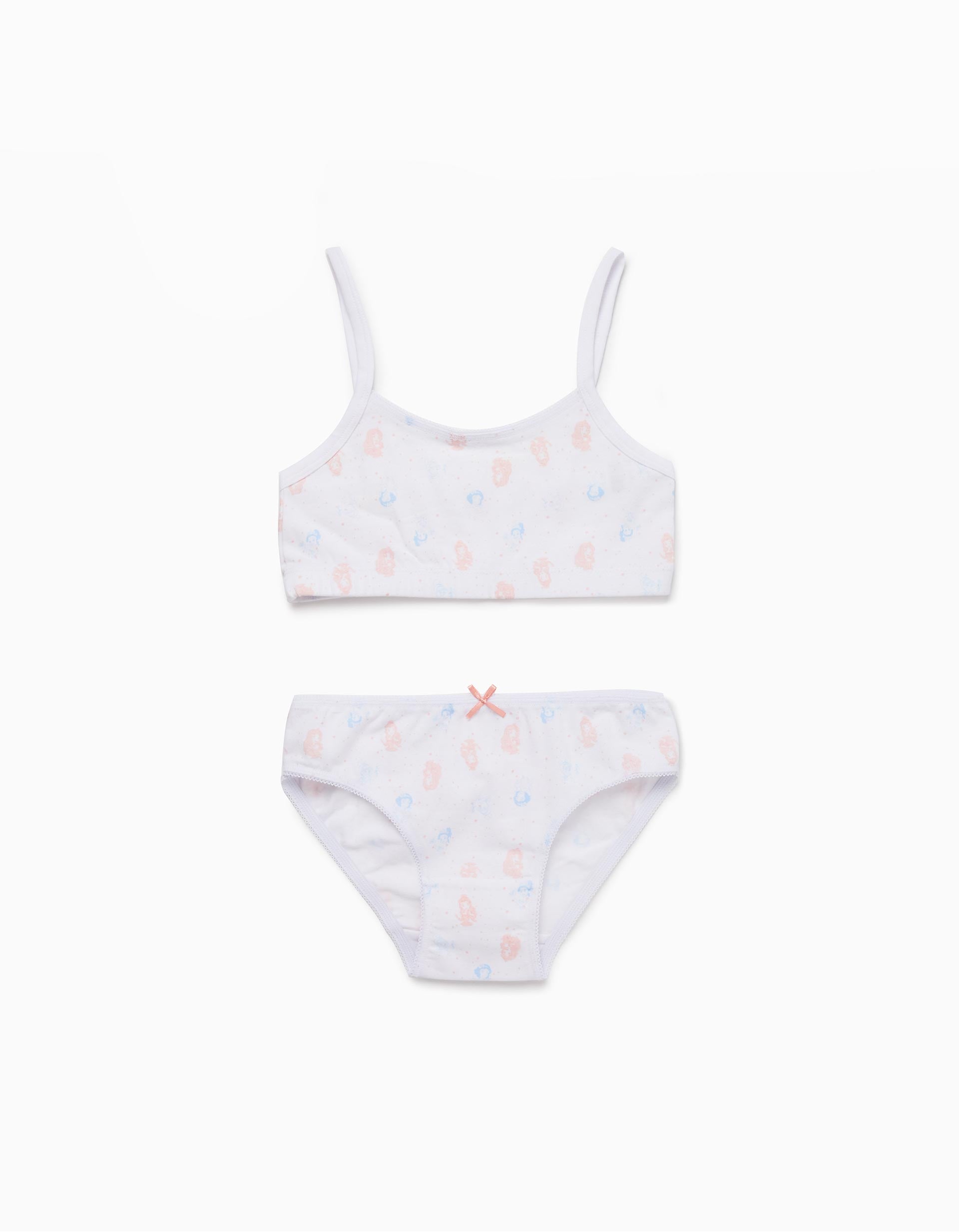 Brassière et Culotte en Coton Fille 'Princesses Disney', Blanc