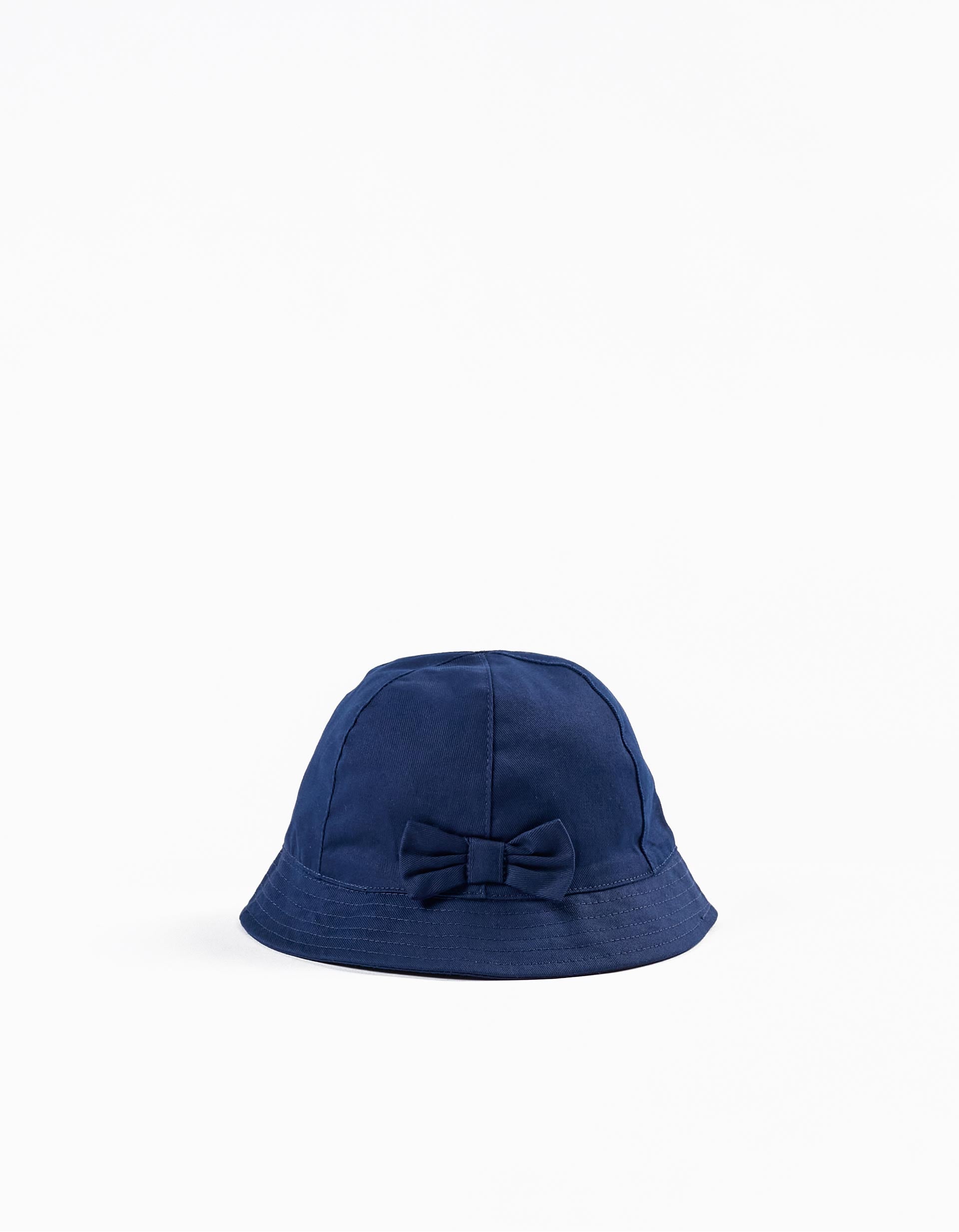 Chapeau en Sergé avec Nœud Fille, Bleu Foncé