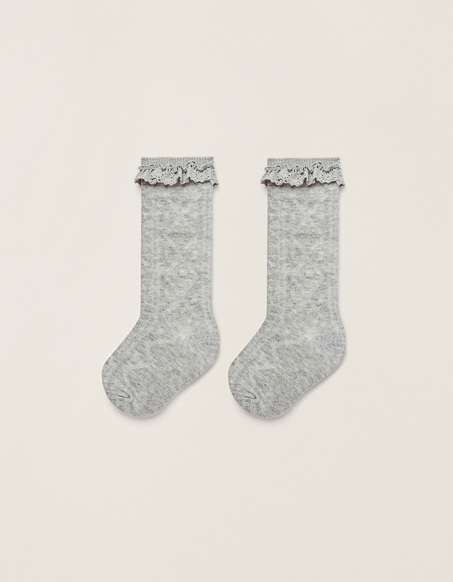 Chaussettes avec Dentelle Bébé Fille, Gris