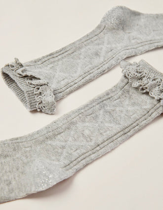 Socks with Lace for Baby Girls, Grey