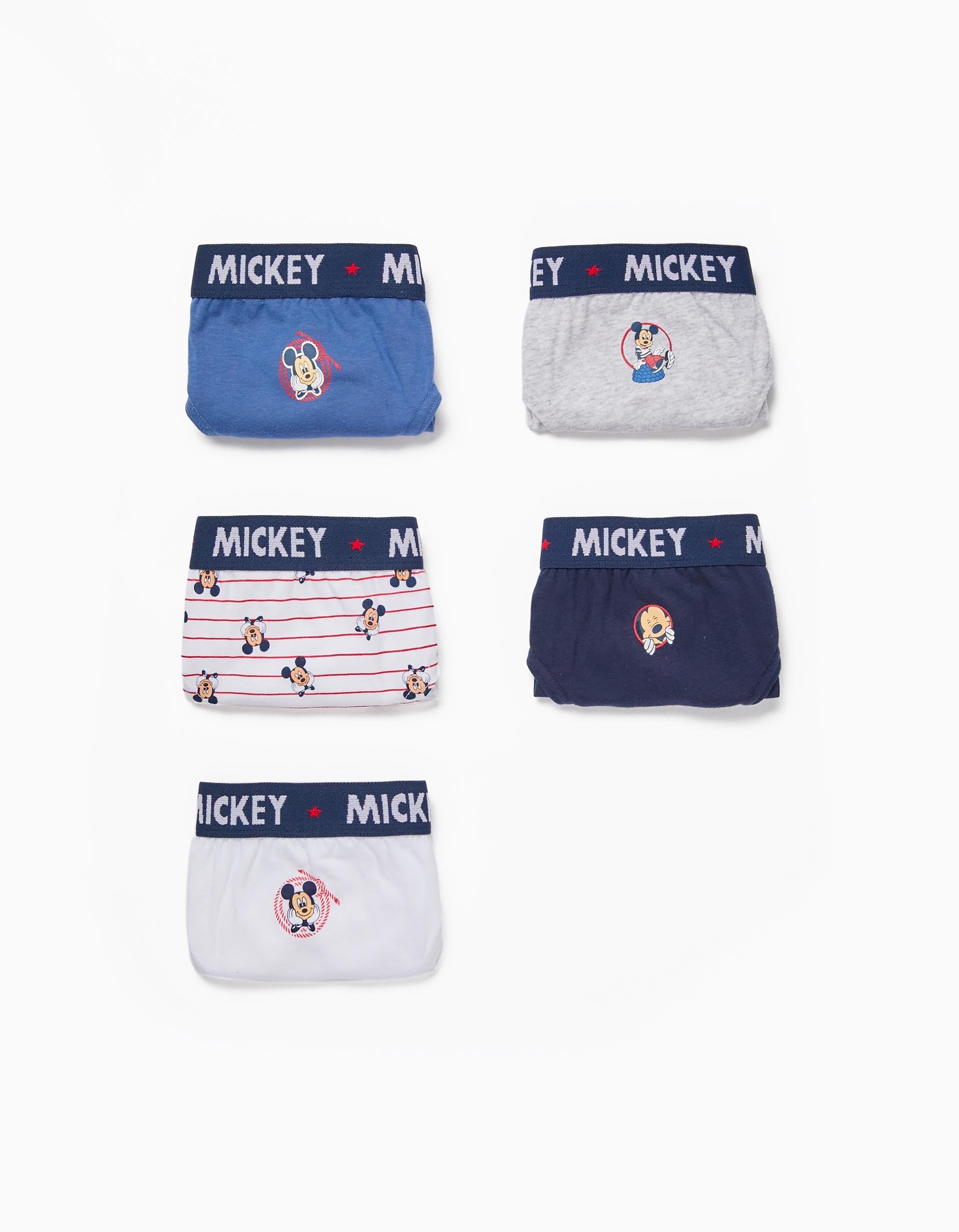 Pack 5 Cuecas de Algodão para Menino 'Mickey II', Multicolor