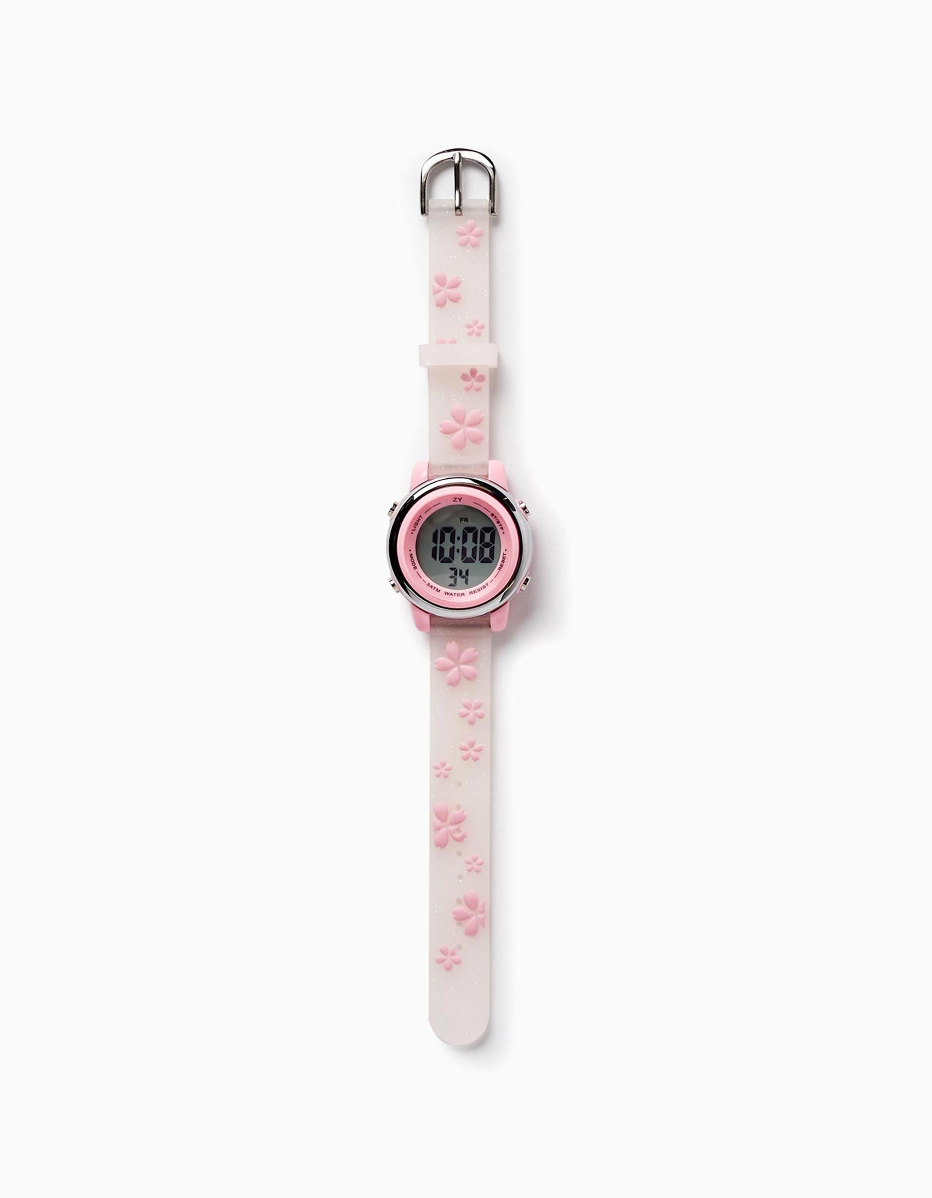 Montre pour Fille 'Fleurs', Rose/Transparente